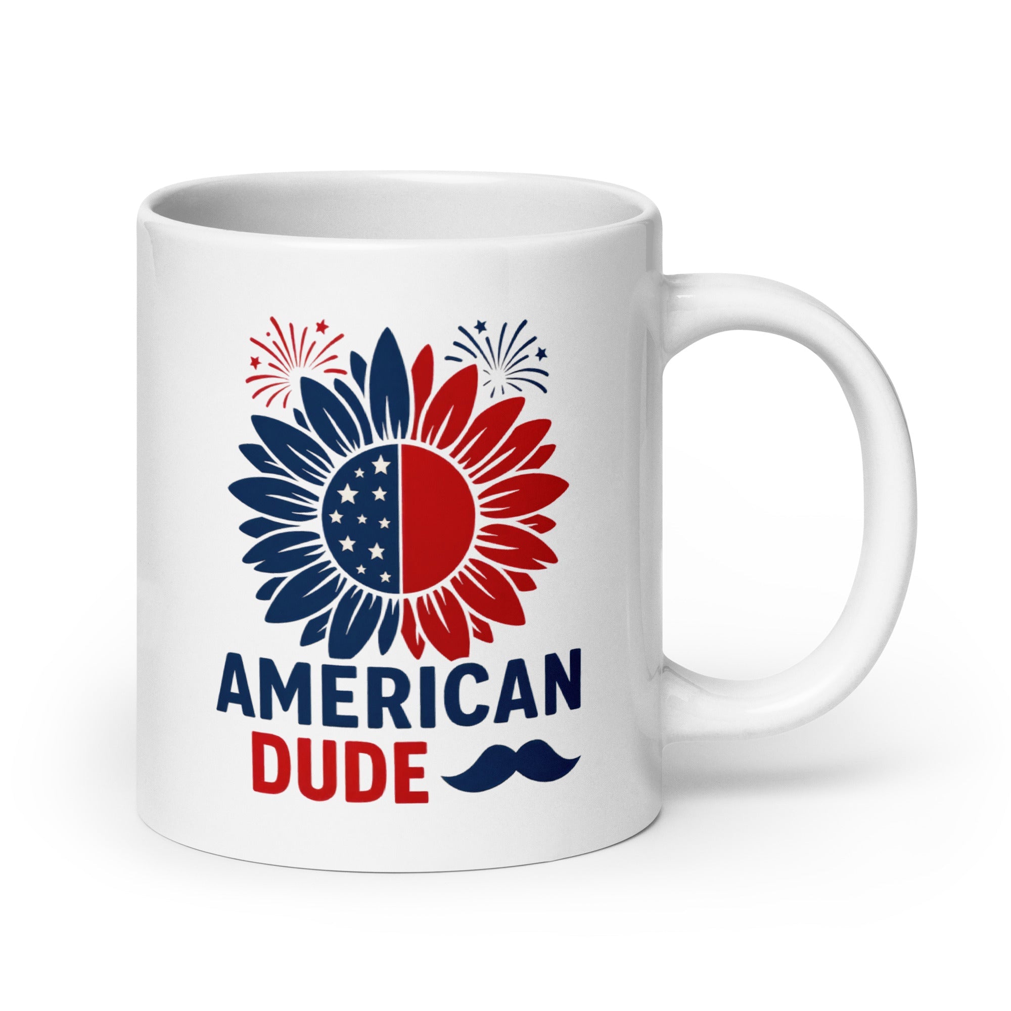 American Dude Patriotic Mug – Red, White & Blue Sunflower