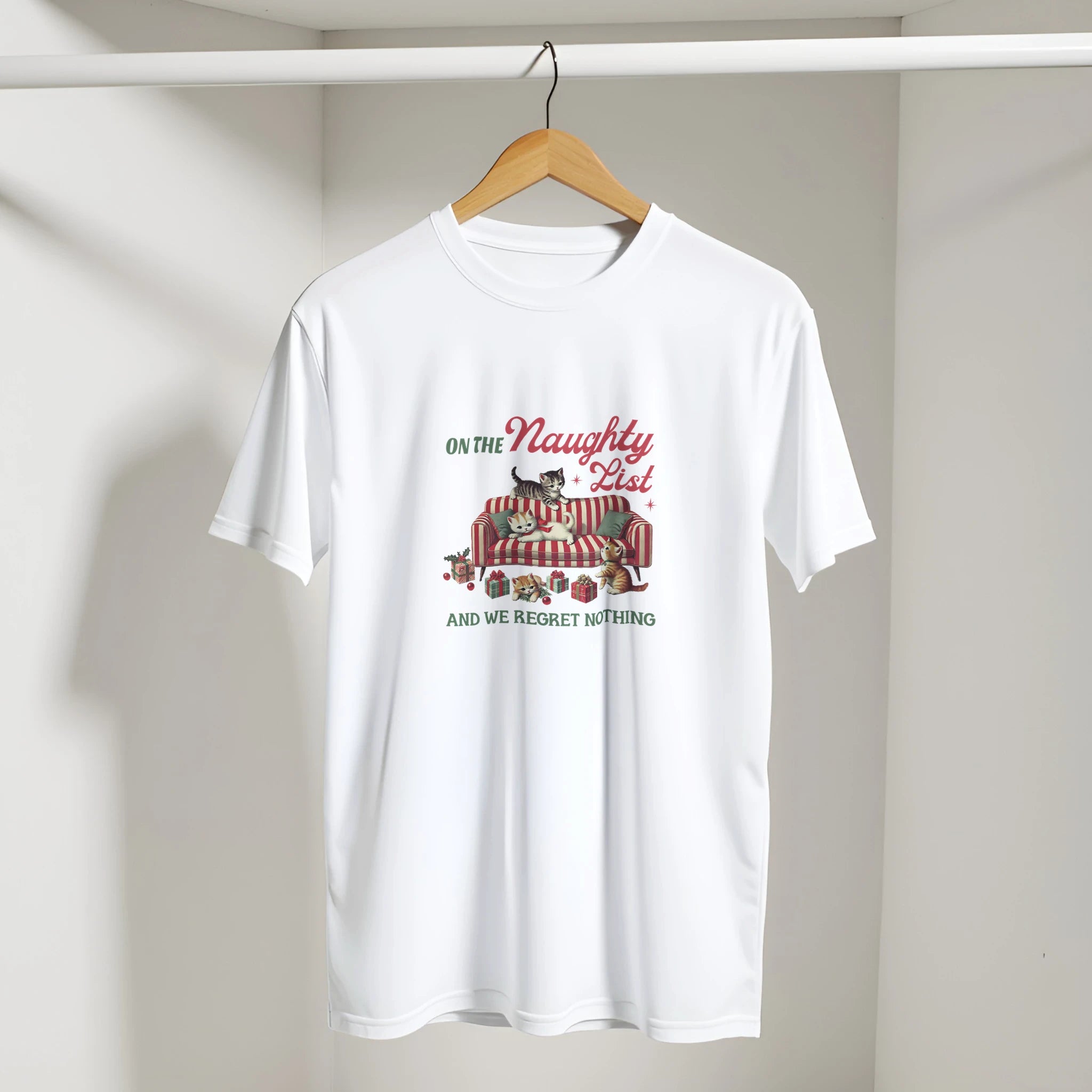 Retro Naughty Kittens Christmas Tee | Gallory Hive