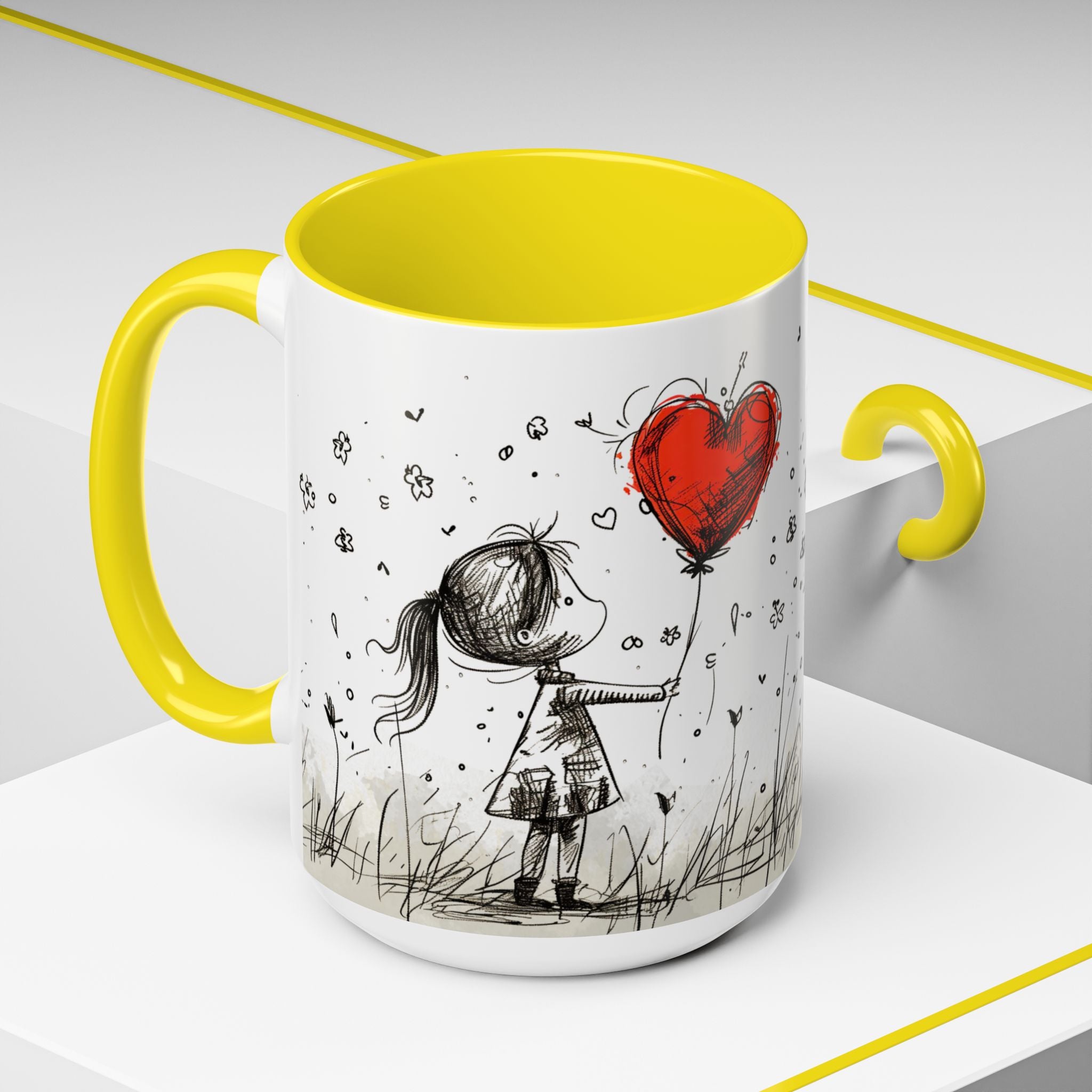 Love Heart Sketch Ceramic Coffee Mug | Gallory Hive