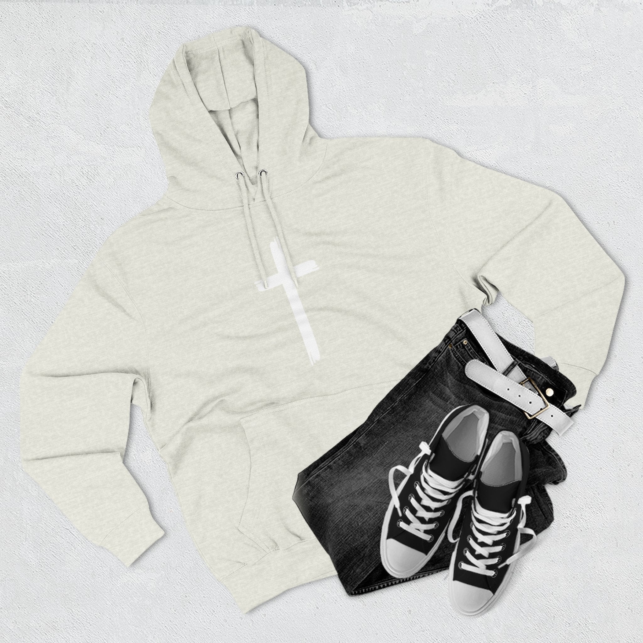 Faith-Inspired Fleece Hoodie, Comfortable Hoodie, Spiritual Gift, Cross Design, Inspirational Fashion, Cozy & Stylish