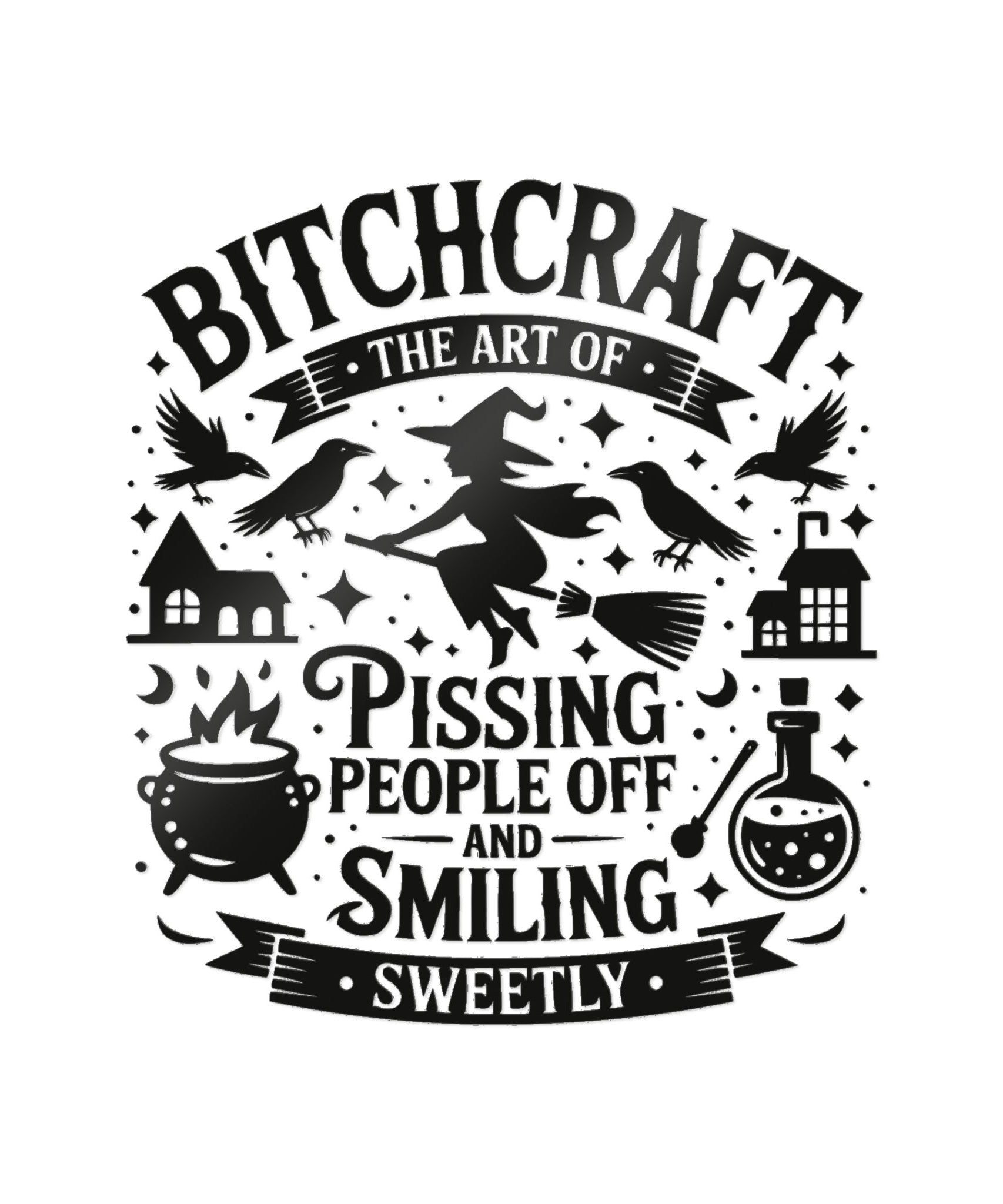 Die-Cut Stickers, Witchy Bitchcraft Decor - Halloween Gifts