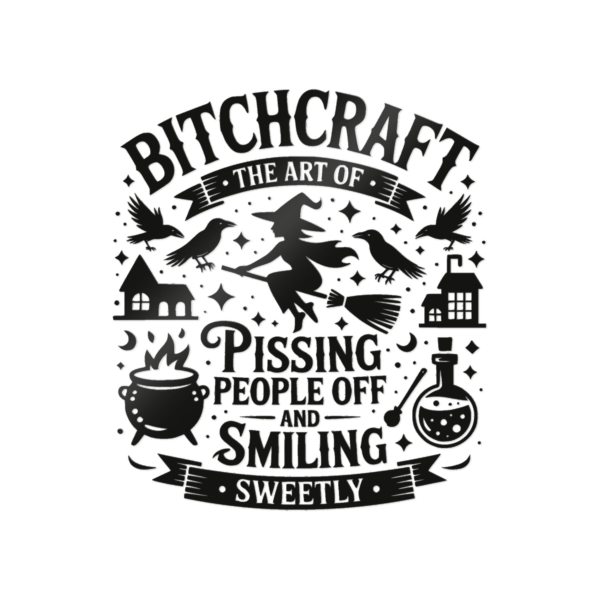 Die-Cut Stickers, Witchy Bitchcraft Decor - Halloween Gifts