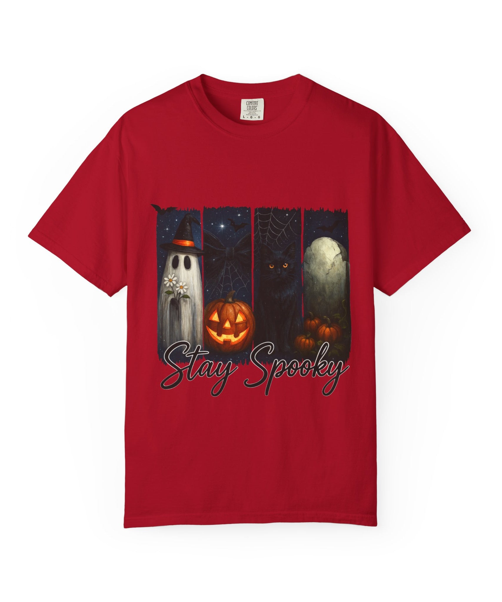 Stay Spooky Halloween T-Shirt – Cute Ghost, Black Cat, Pumpkin & Graveyard Design - Gallory Hive