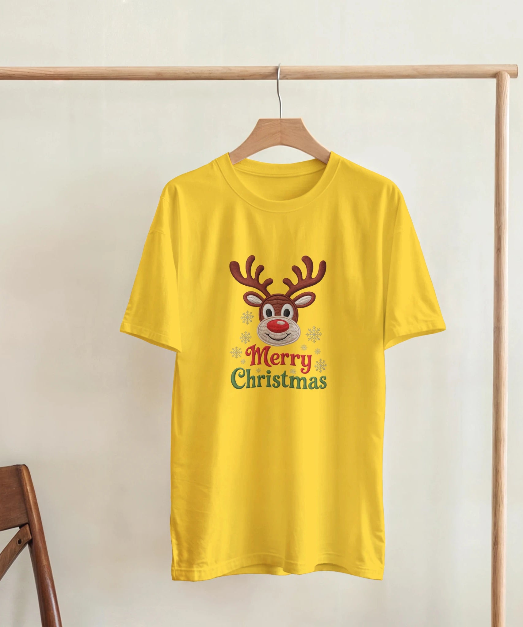 Festive Reindeer Merry Christmas Crewneck T-Shirt | Gallory Hive