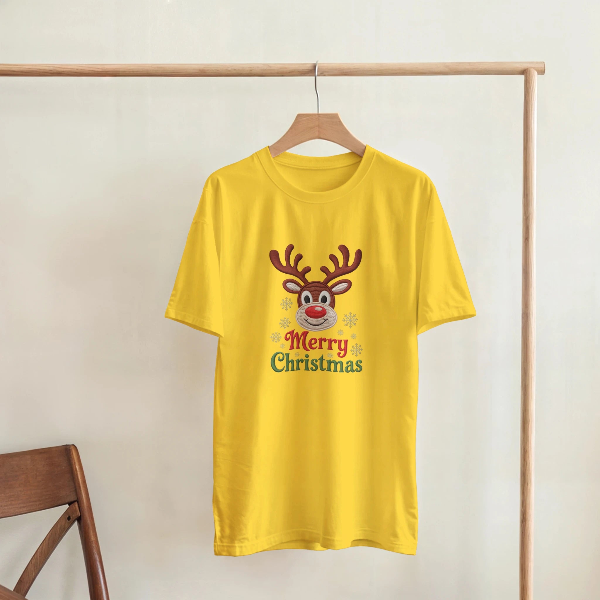 Festive Reindeer Merry Christmas Crewneck T-Shirt | Gallory Hive
