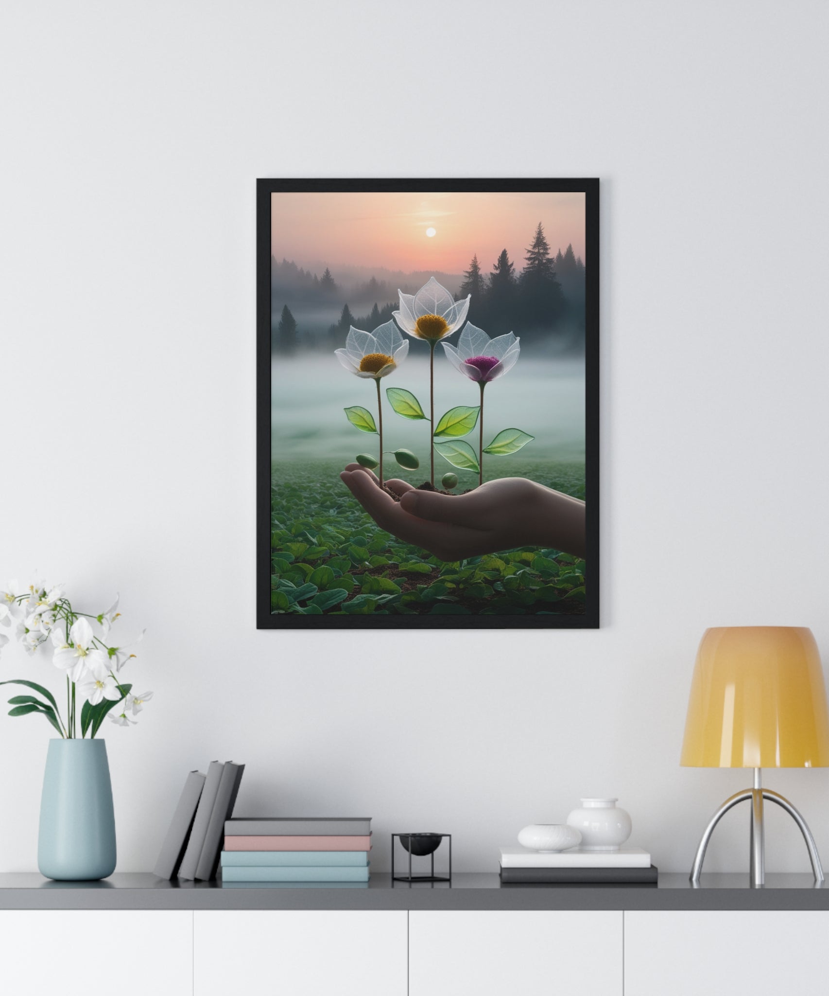 Nature Botanical Vertical Framed Poster, Serene Floral Wall Art, Inspirational Home Decor, Botanical Print, Gift for Garden Lovers - Gallory Hive