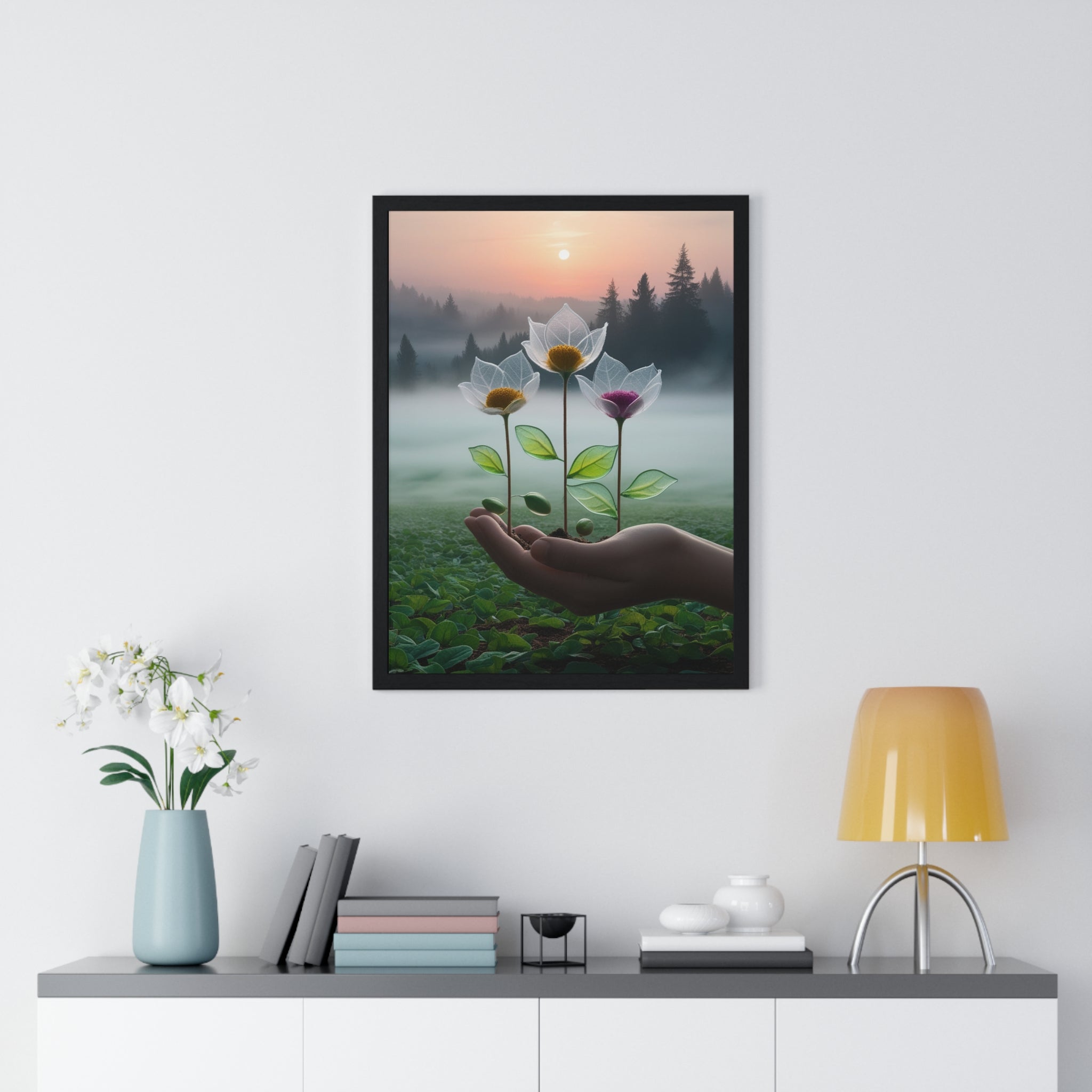 Nature Botanical Vertical Framed Poster, Serene Floral Wall Art, Inspirational Home Decor, Botanical Print, Gift for Garden Lovers