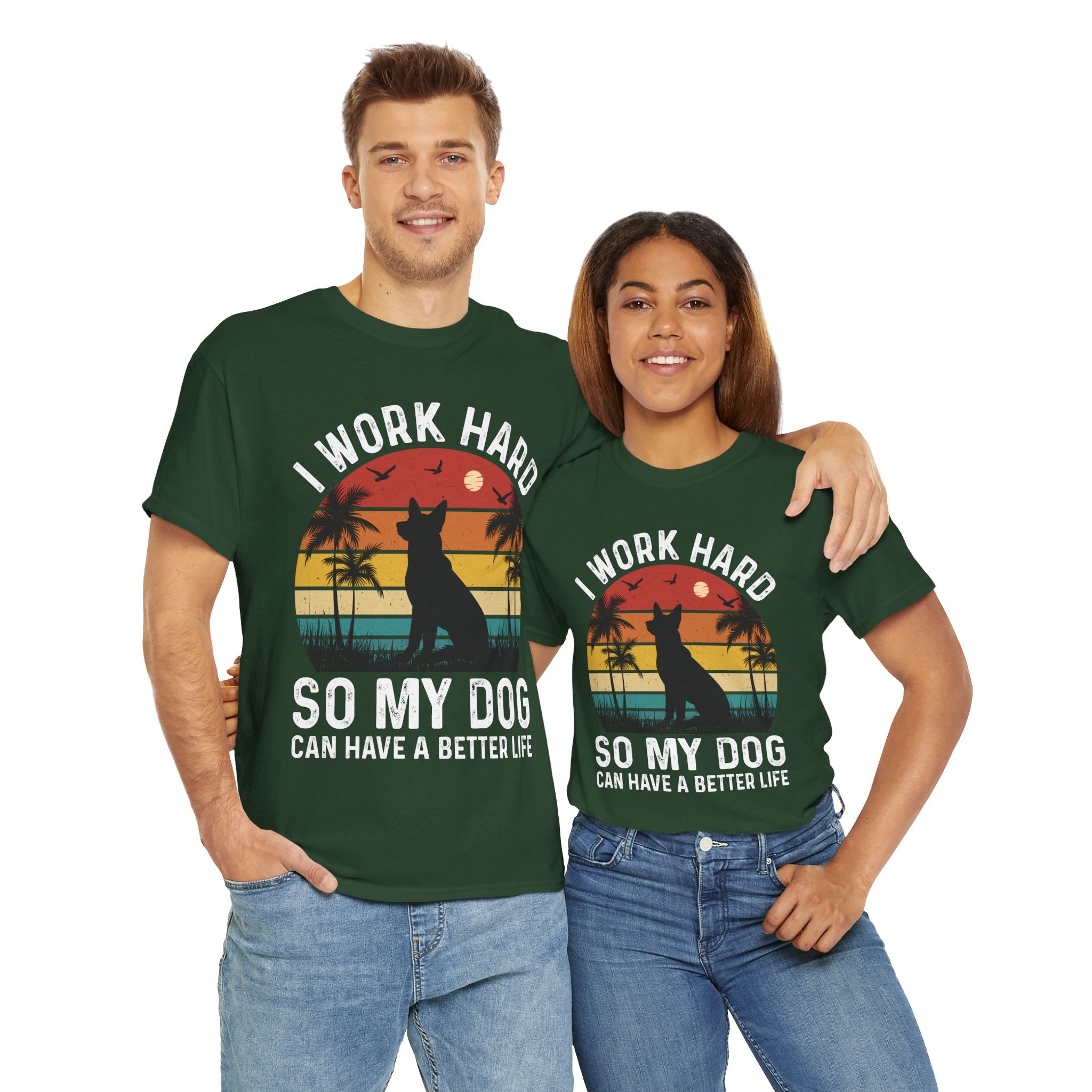 Retro Dog Lover Tee - Work Hard for My Pet