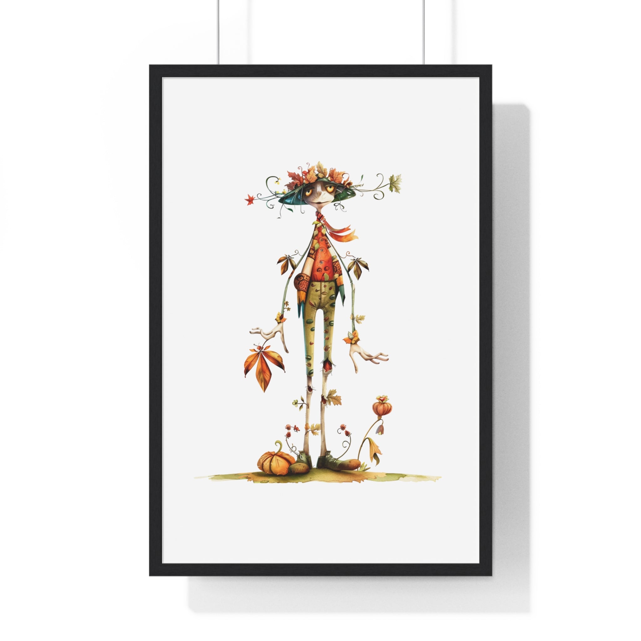 Mystical Autumn Owl Wizard Wooden Framed Wall Art
