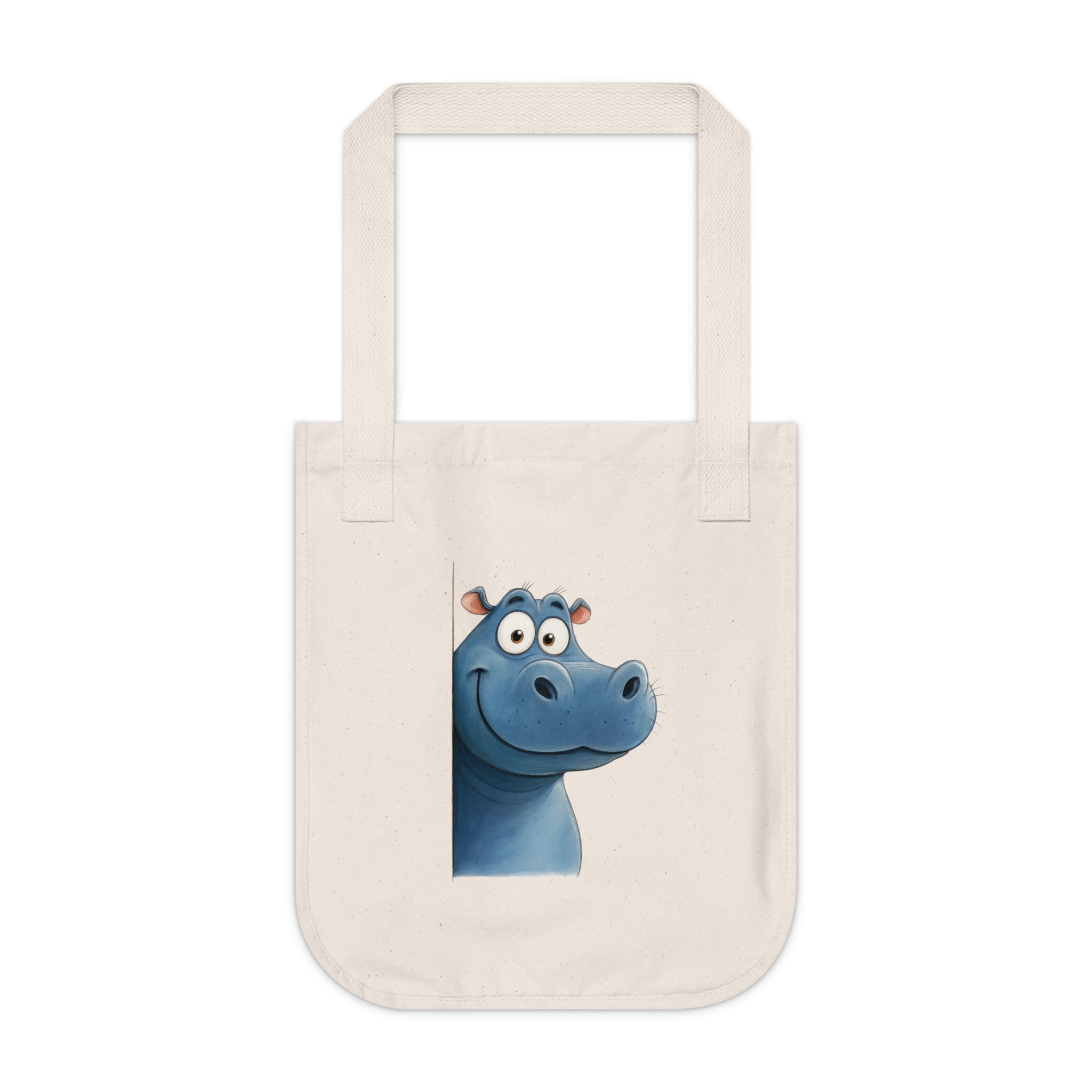 Whimsical Hippo Organic Canvas Tote Bag, Eco-Friendly Shopping Bag, Cute Animal Tote, Summer Outing Bag, Gift for Animal Lovers - Gallory Hive
