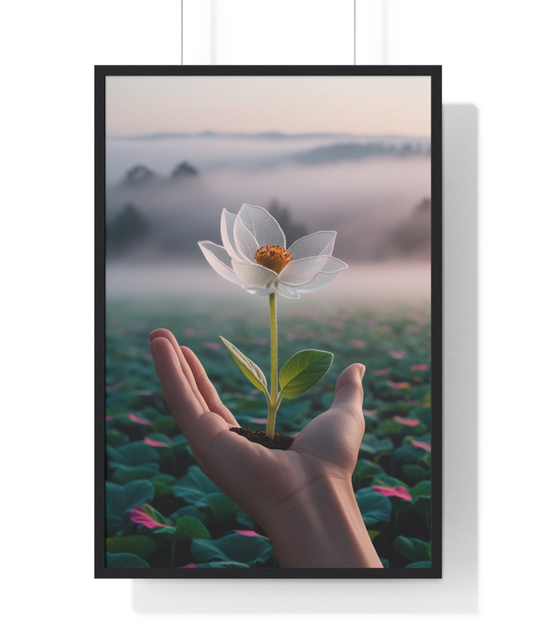 Framed Poster, Serene Floral Wall Art, Nature Print, Gift for Garden Lovers, Motivational Decor, Vertical Art Print - Gallory Hive
