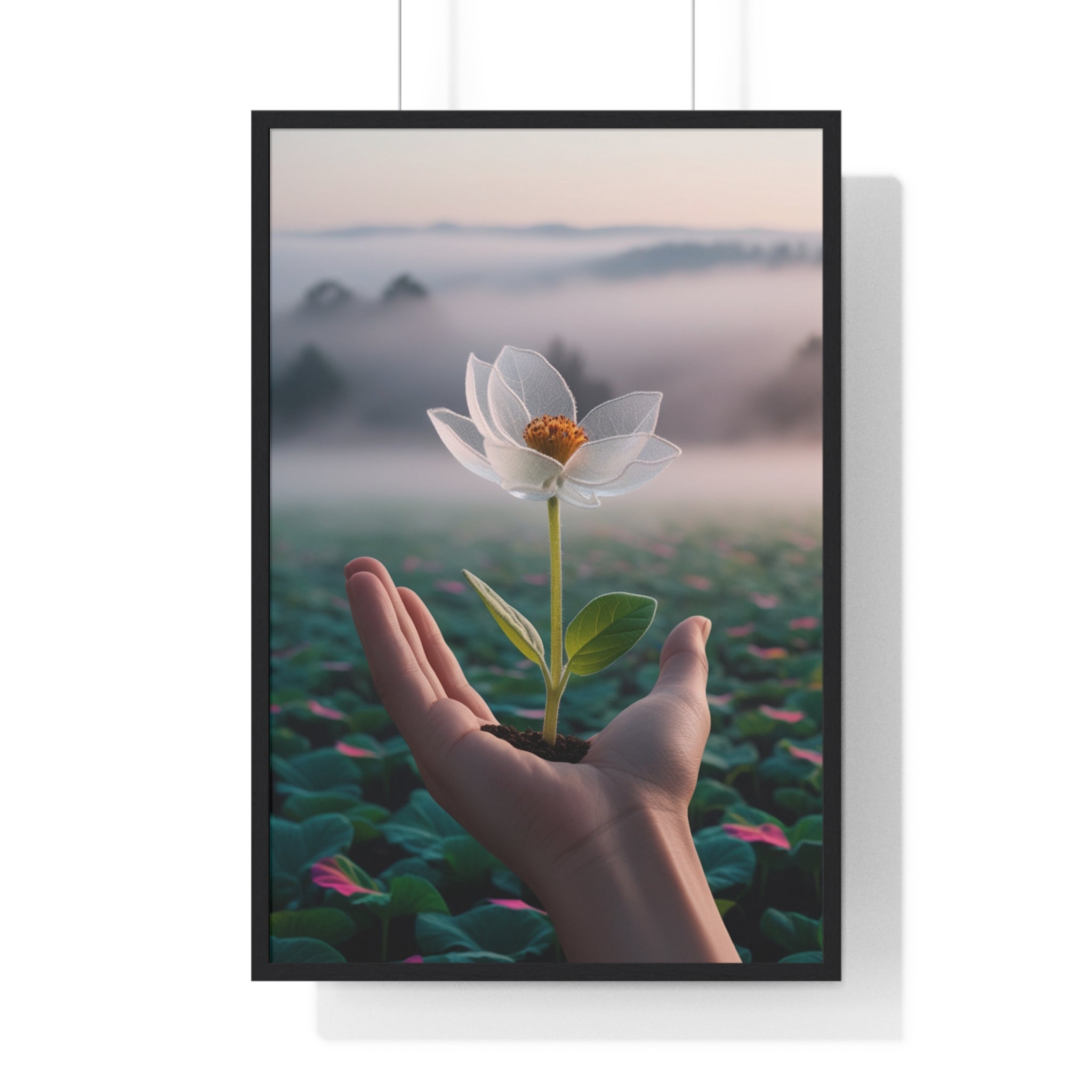 Framed Poster, Serene Floral Wall Art, Nature Print, Gift for Garden Lovers, Motivational Decor, Vertical Art Print