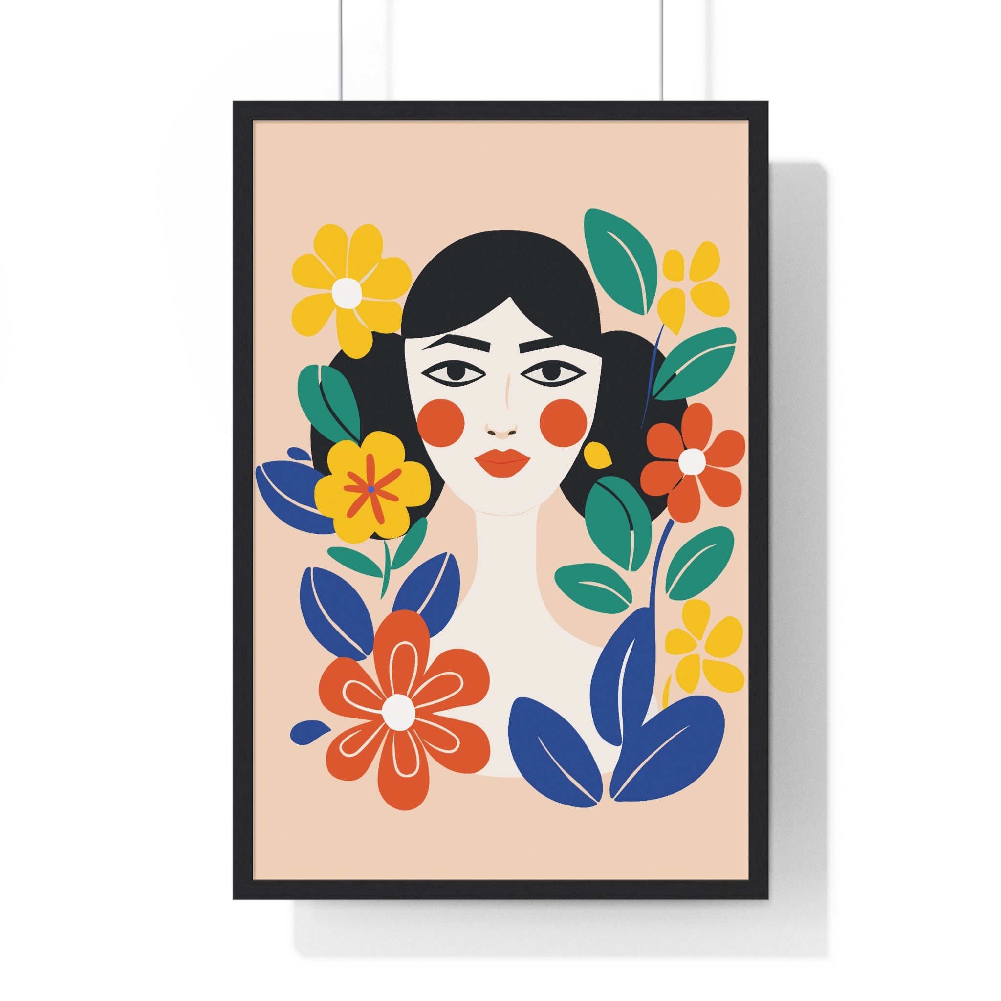 Vibrant Coastal Seashell Pot Art on Turquoise Grid in Premium Frame