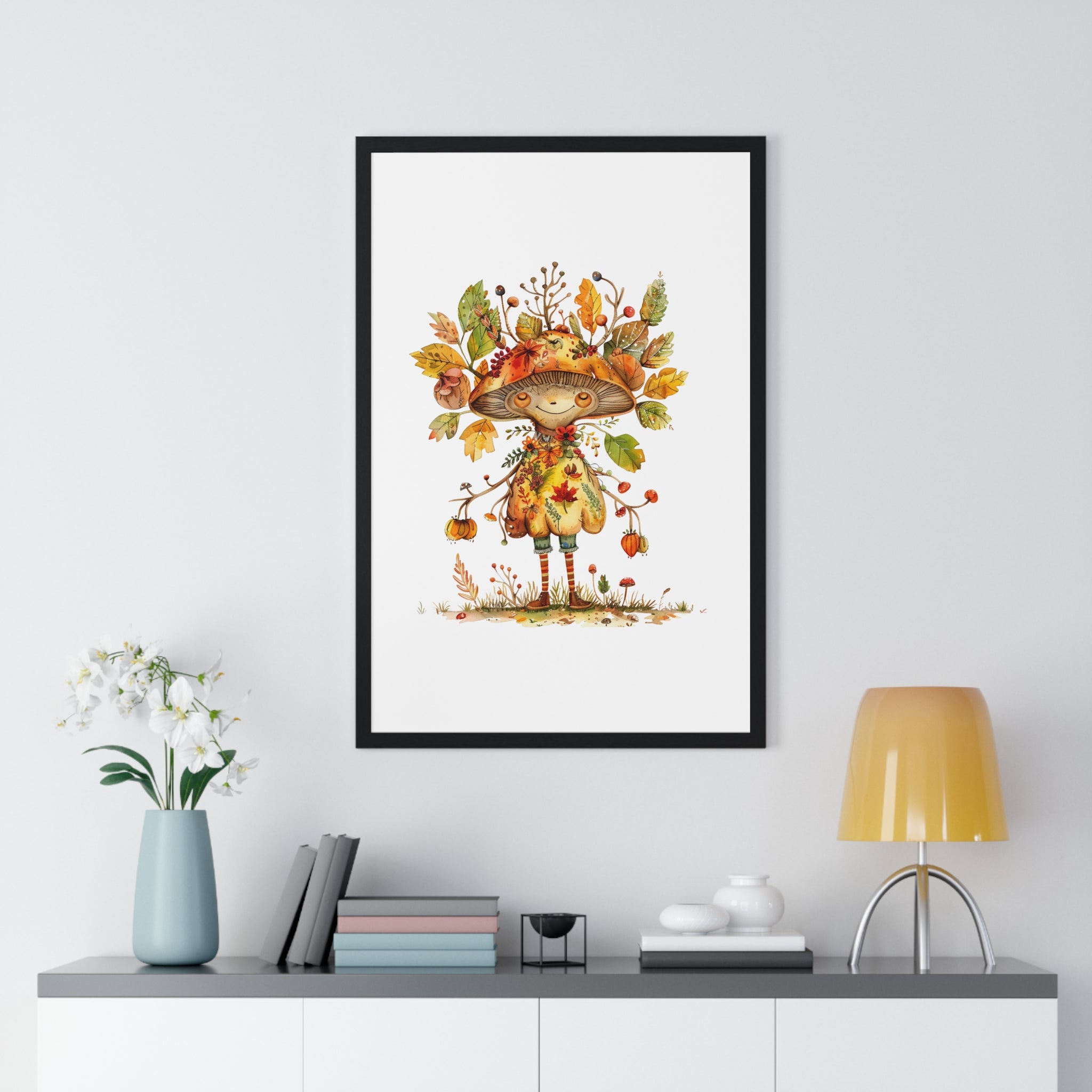 Whimsical Mushroom Forest Wooden Framed Wall Art