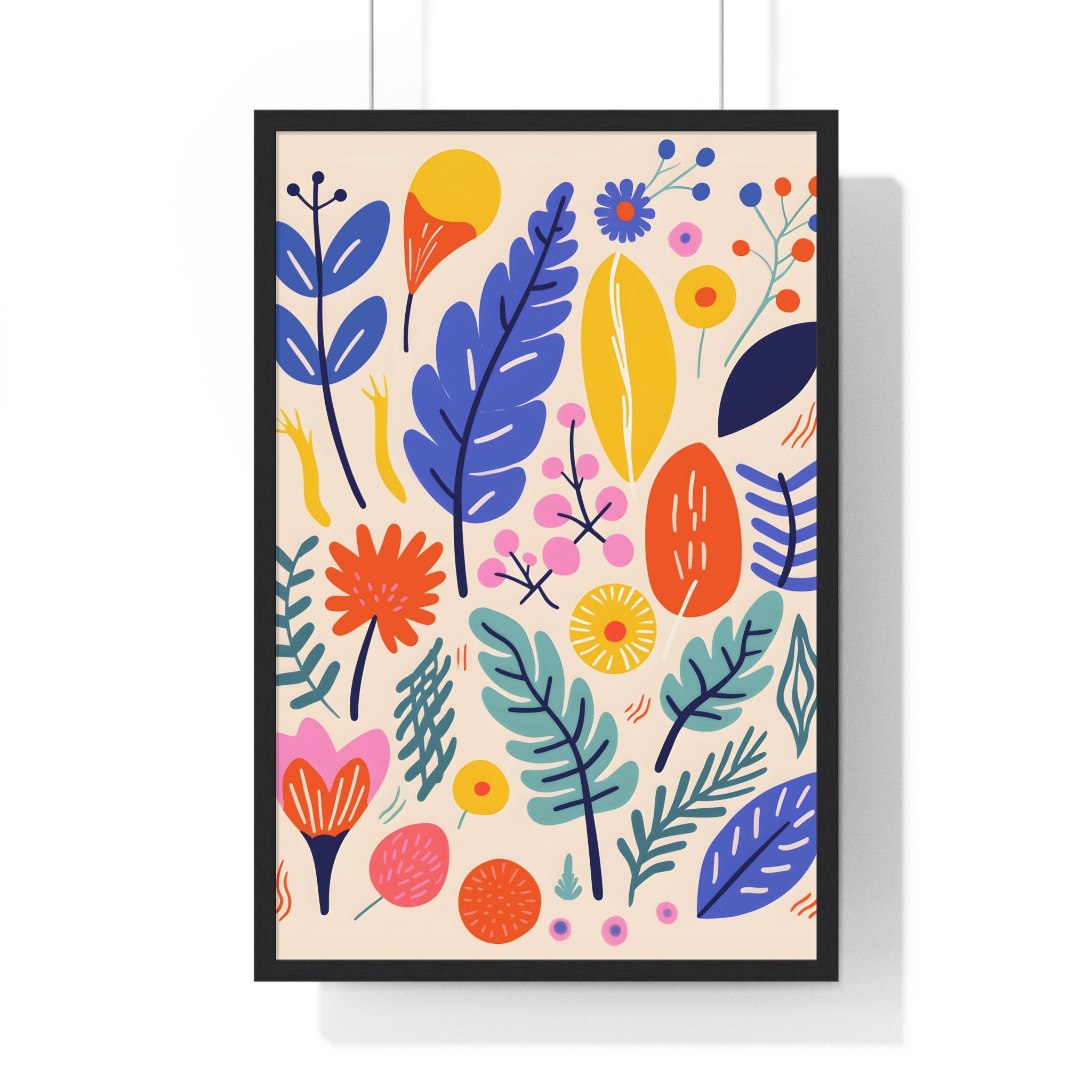 Botanical Pattern Art – Framed Poster with Leaves & Flowers | Gallory Hive