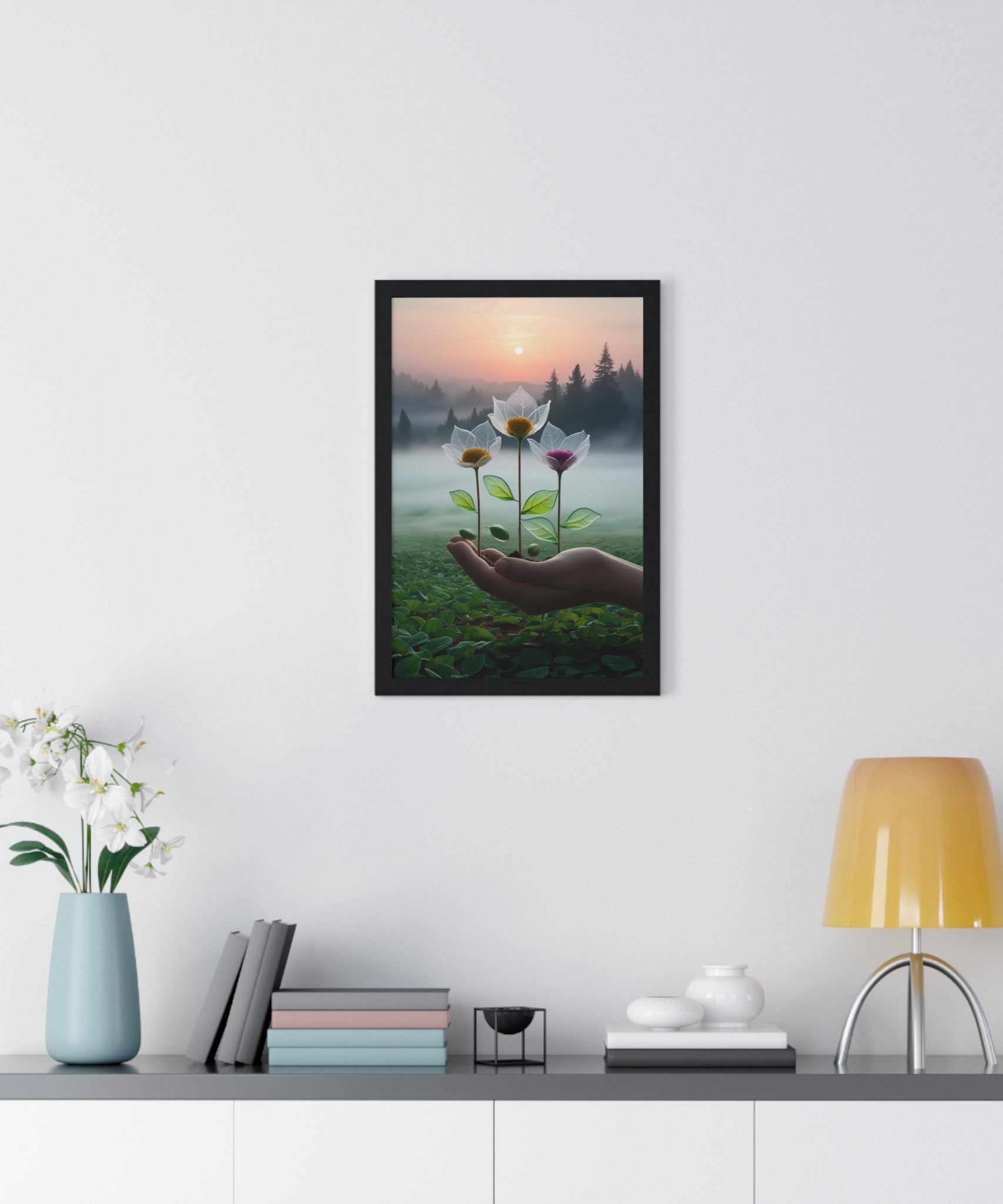 Nature Botanical Vertical Framed Poster, Serene Floral Wall Art, Inspirational Home Decor, Botanical Print, Gift for Garden Lovers - Gallory Hive