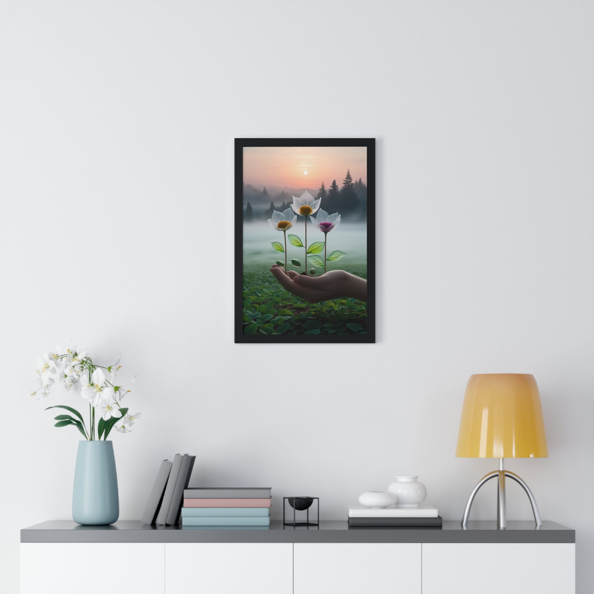Nature Botanical Vertical Framed Poster, Serene Floral Wall Art, Inspirational Home Decor, Botanical Print, Gift for Garden Lovers