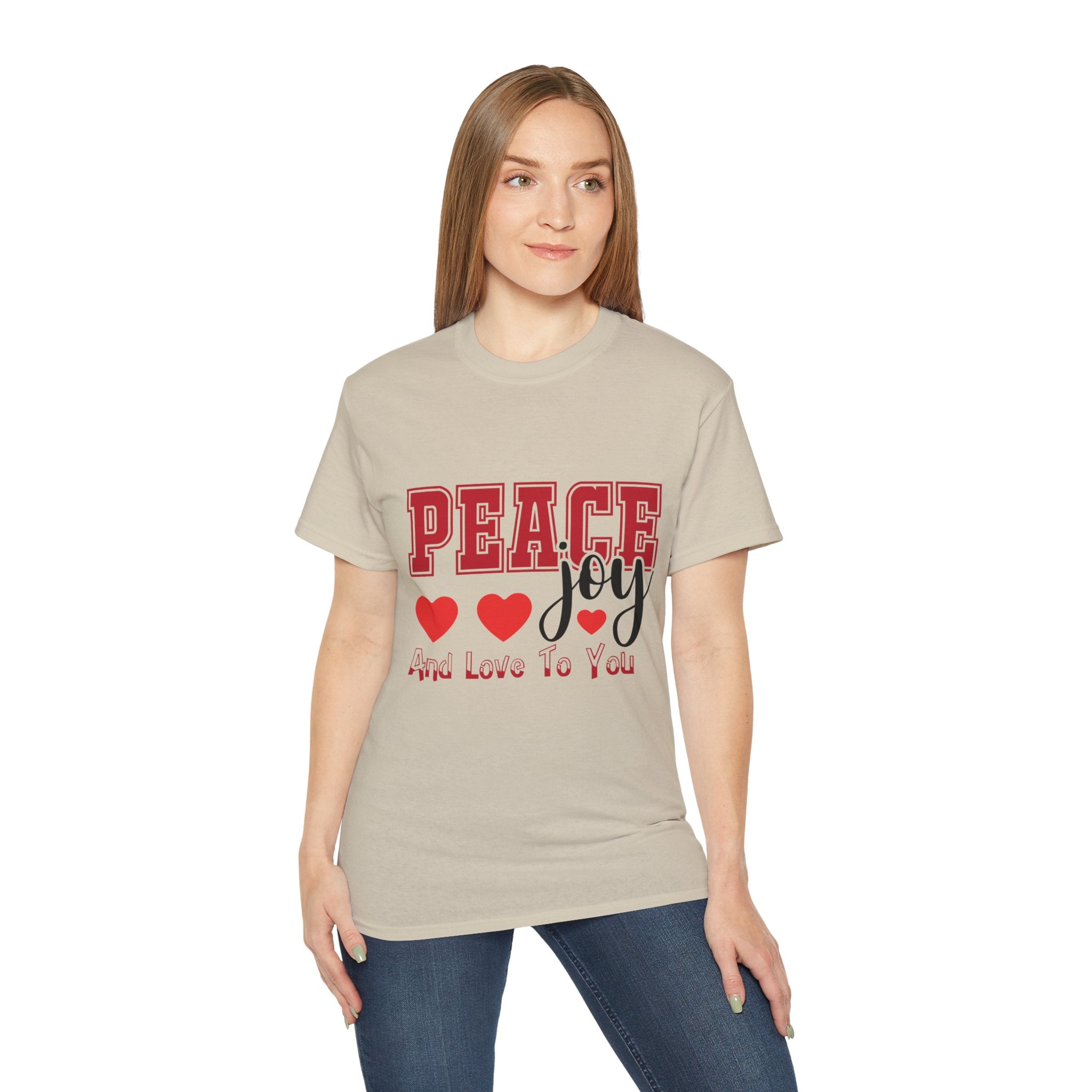 Peace, Joy & Love Retro Christmas T-Shirt | Gallory Hive