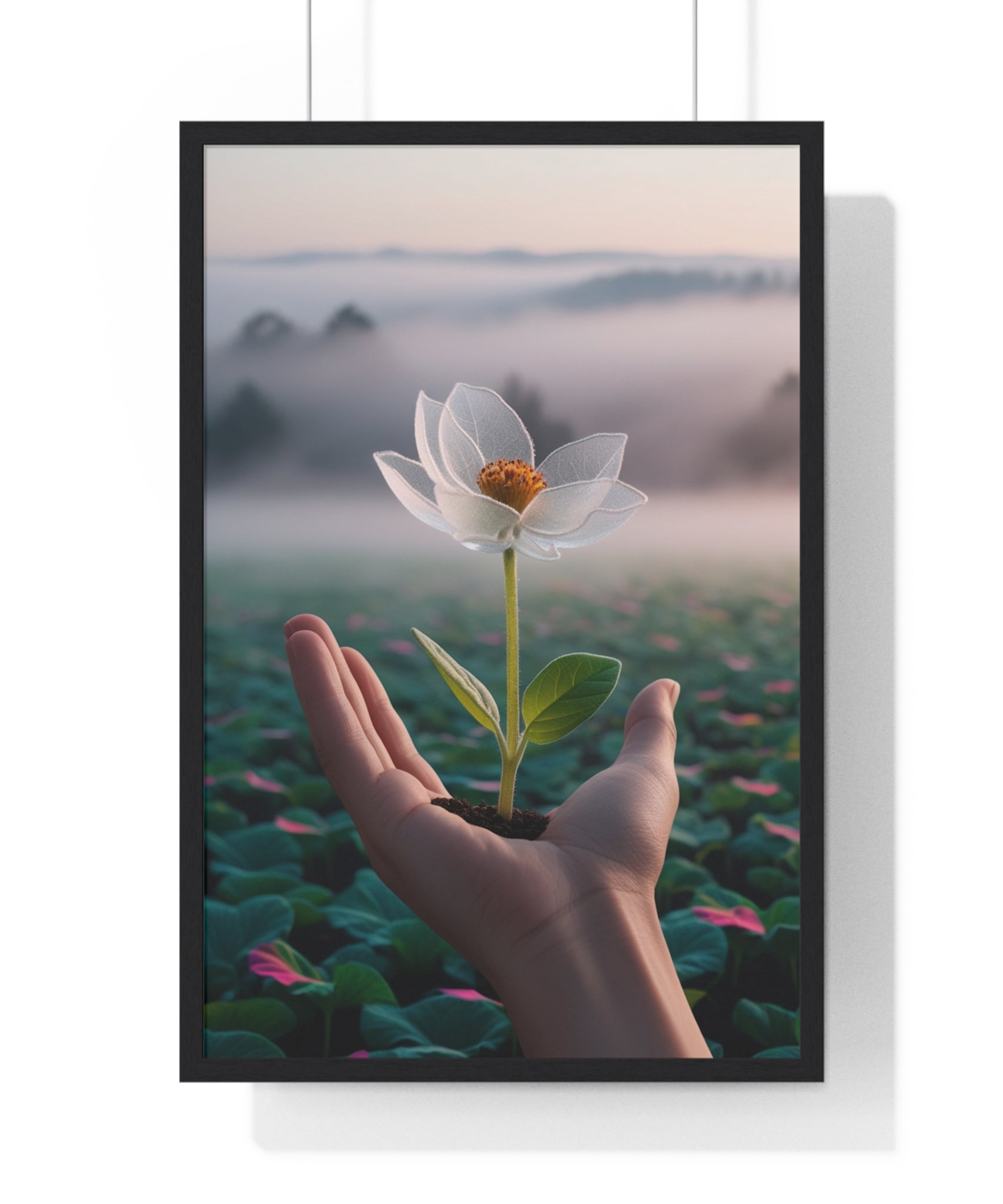Framed Poster, Serene Floral Wall Art, Nature Print, Gift for Garden Lovers, Motivational Decor, Vertical Art Print - Gallory Hive