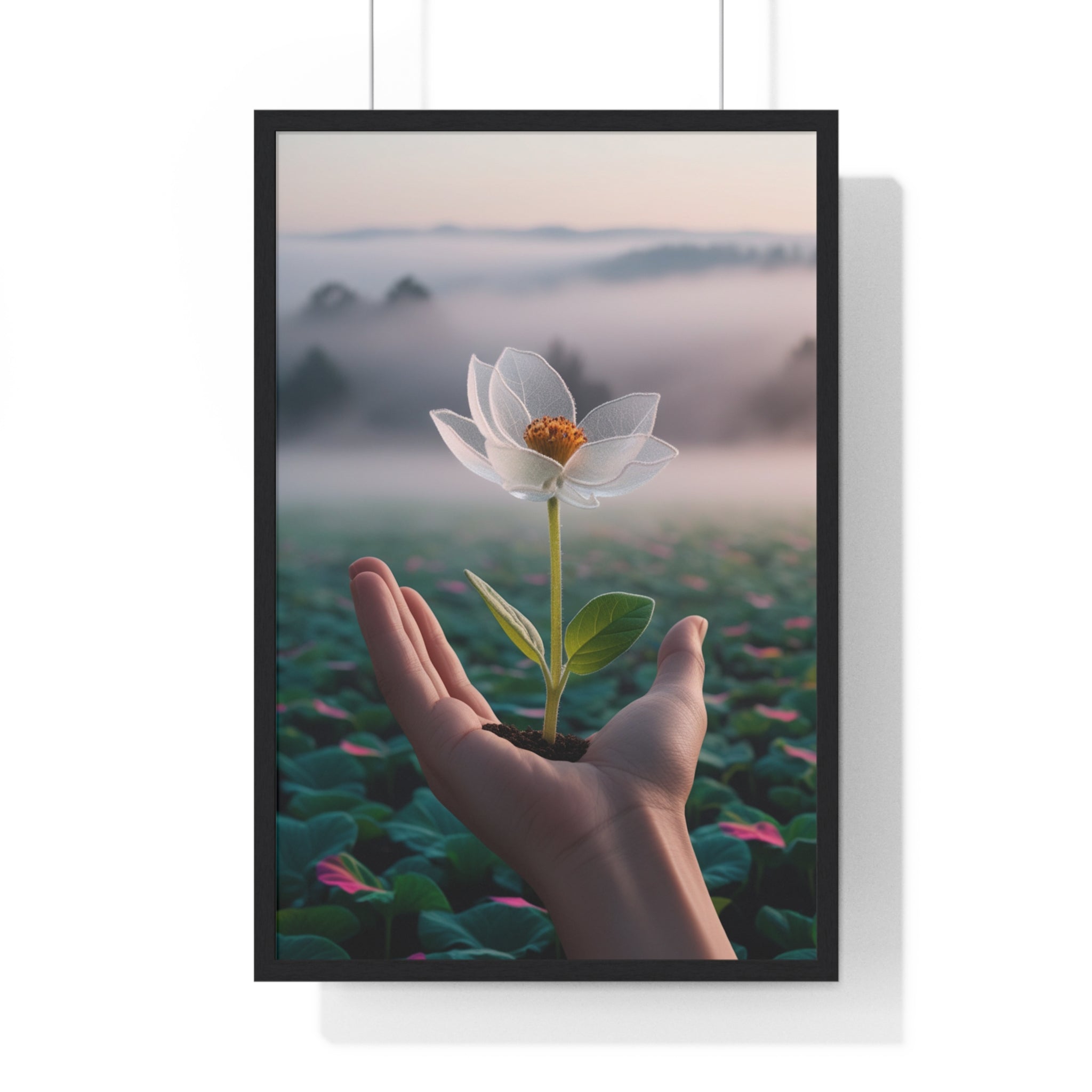 Framed Poster, Serene Floral Wall Art, Nature Print, Gift for Garden Lovers, Motivational Decor, Vertical Art Print