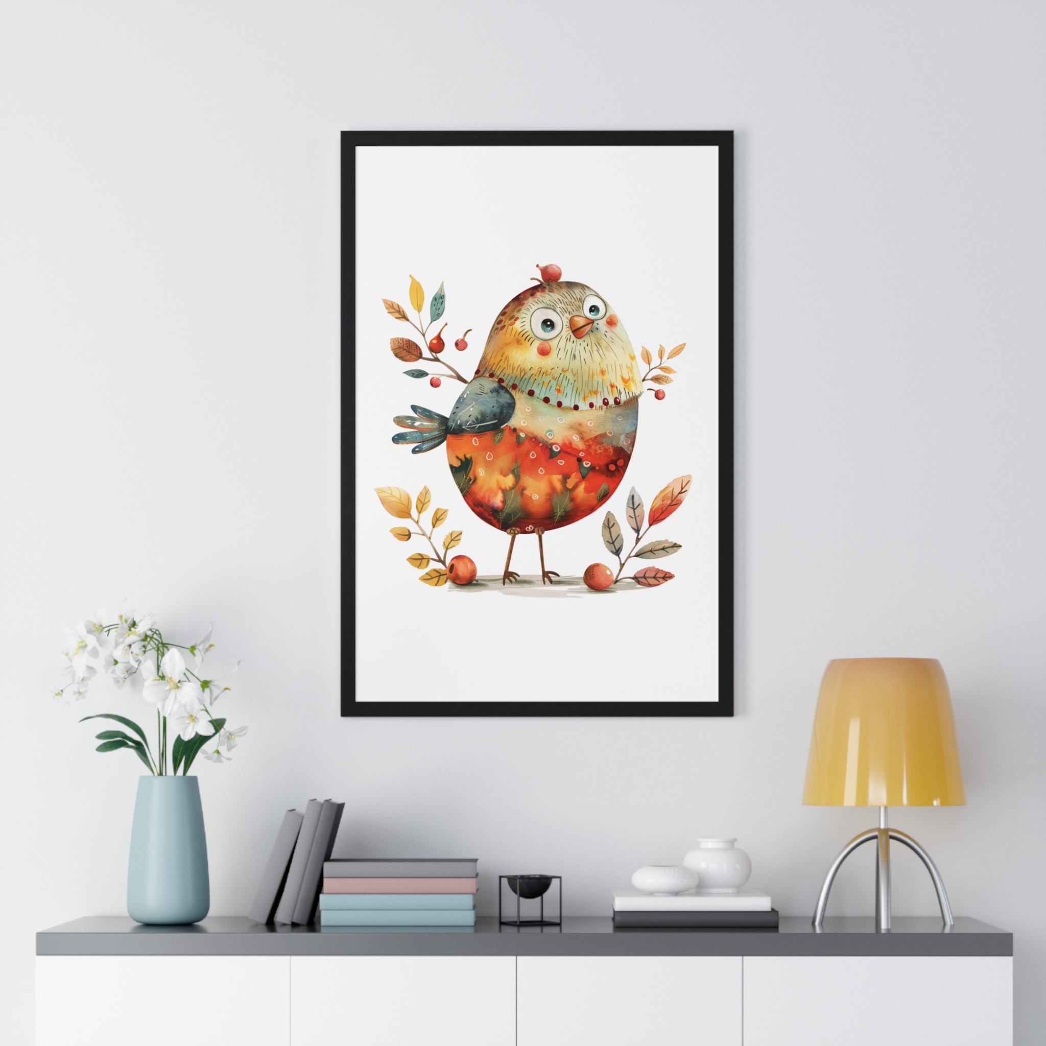 Wood Framed Wall Art – Berry Bright Bird | Gallory Hive