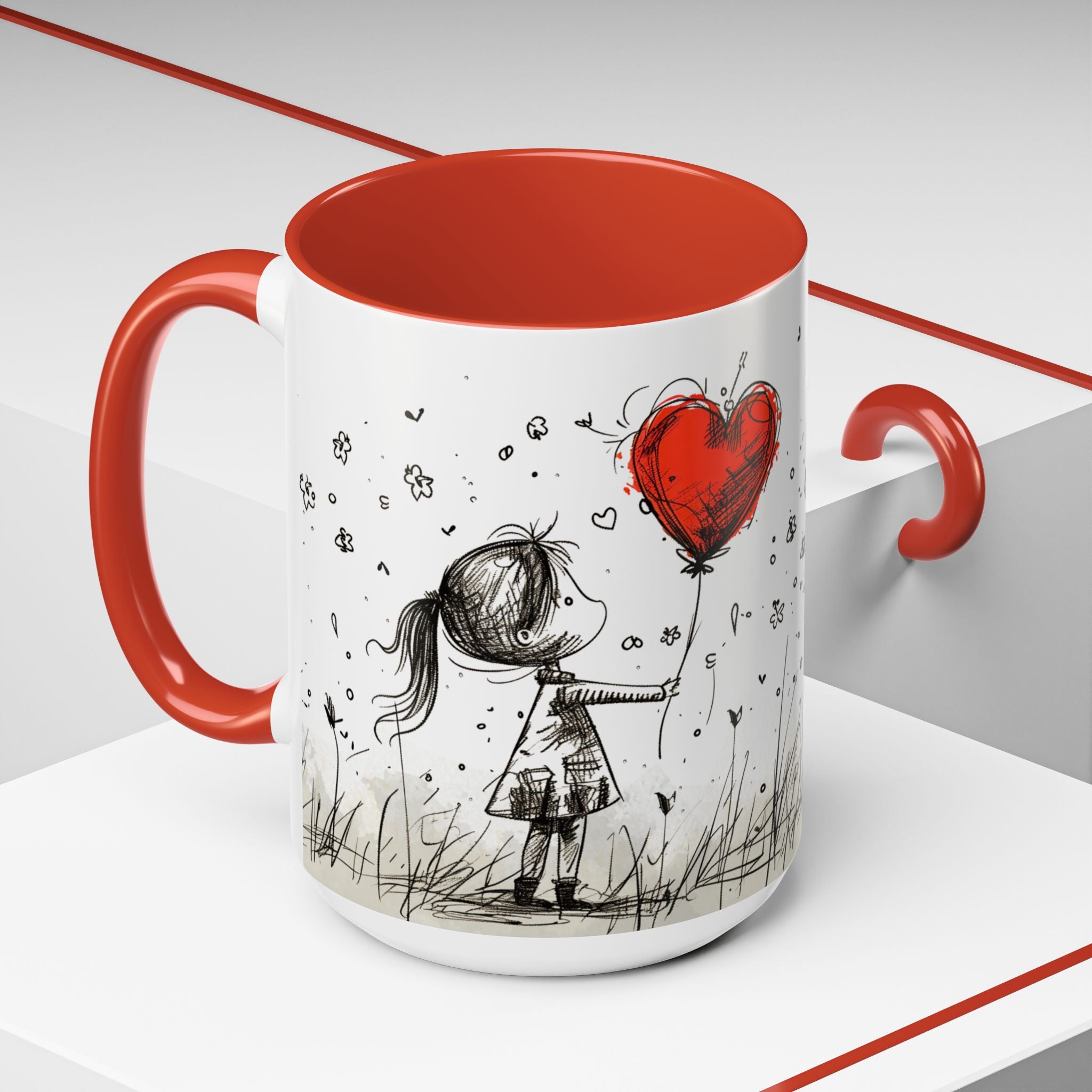 Love Heart Sketch Ceramic Coffee Mug | Gallory Hive