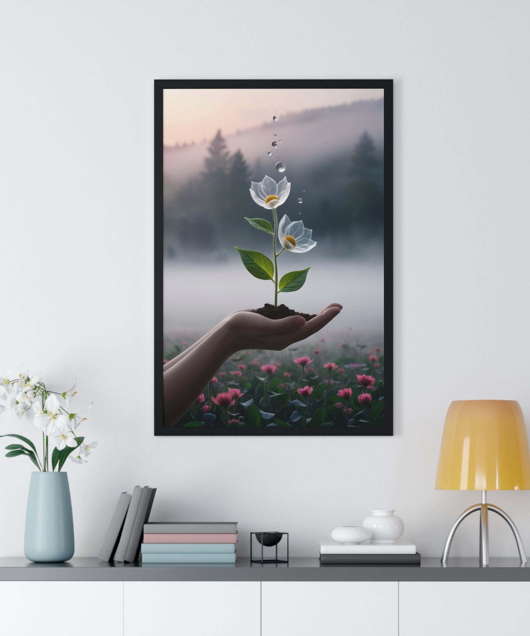 Vertical Framed Poster - Floral Growth Inspirational Wall Art, Botanical Decor, Nature Lovers Gift, Modern Aesthetic, Home Office Decoration - Gallory Hive