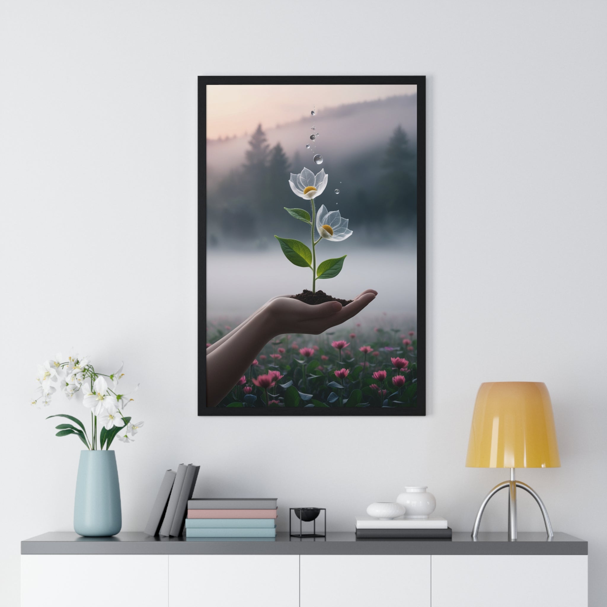 Vertical Framed Poster - Floral Growth Inspirational Wall Art, Botanical Decor, Nature Lovers Gift, Modern Aesthetic, Home Office Decoration - Gallory Hive