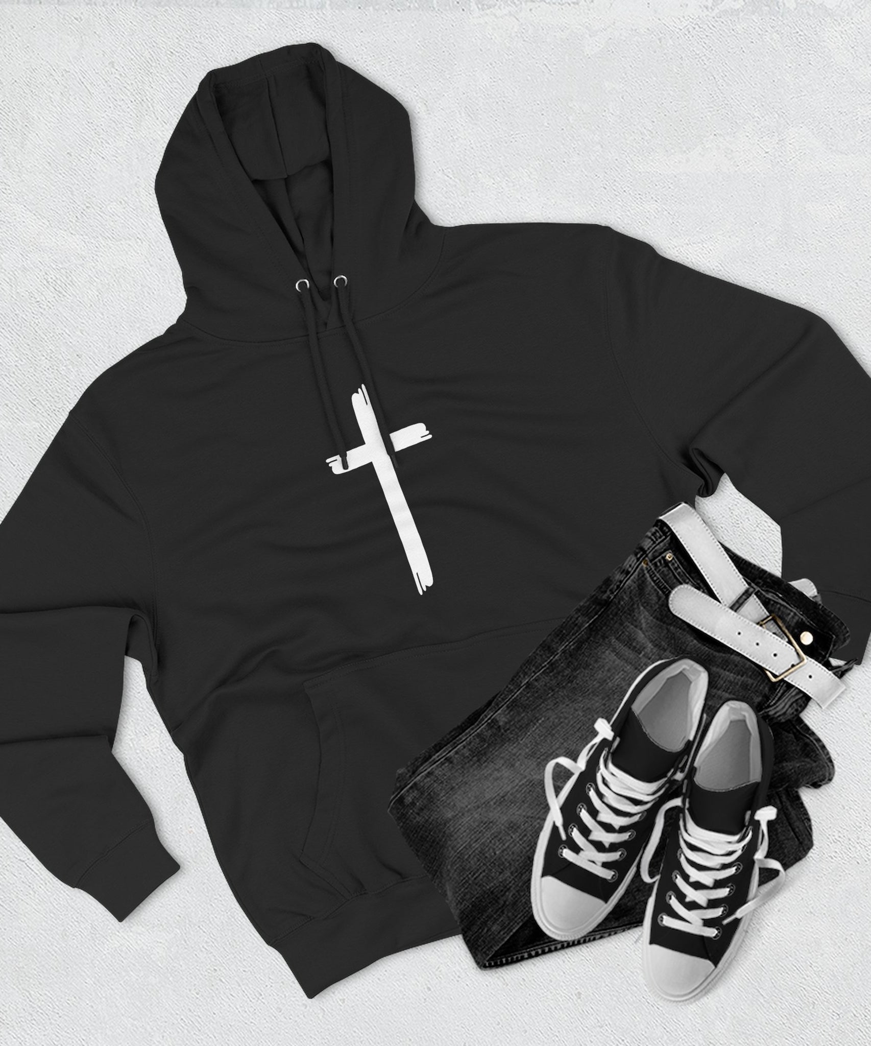 Faith-Inspired Fleece Hoodie, Comfortable Hoodie, Spiritual Gift, Cross Design, Inspirational Fashion, Cozy & Stylish - Gallory Hive