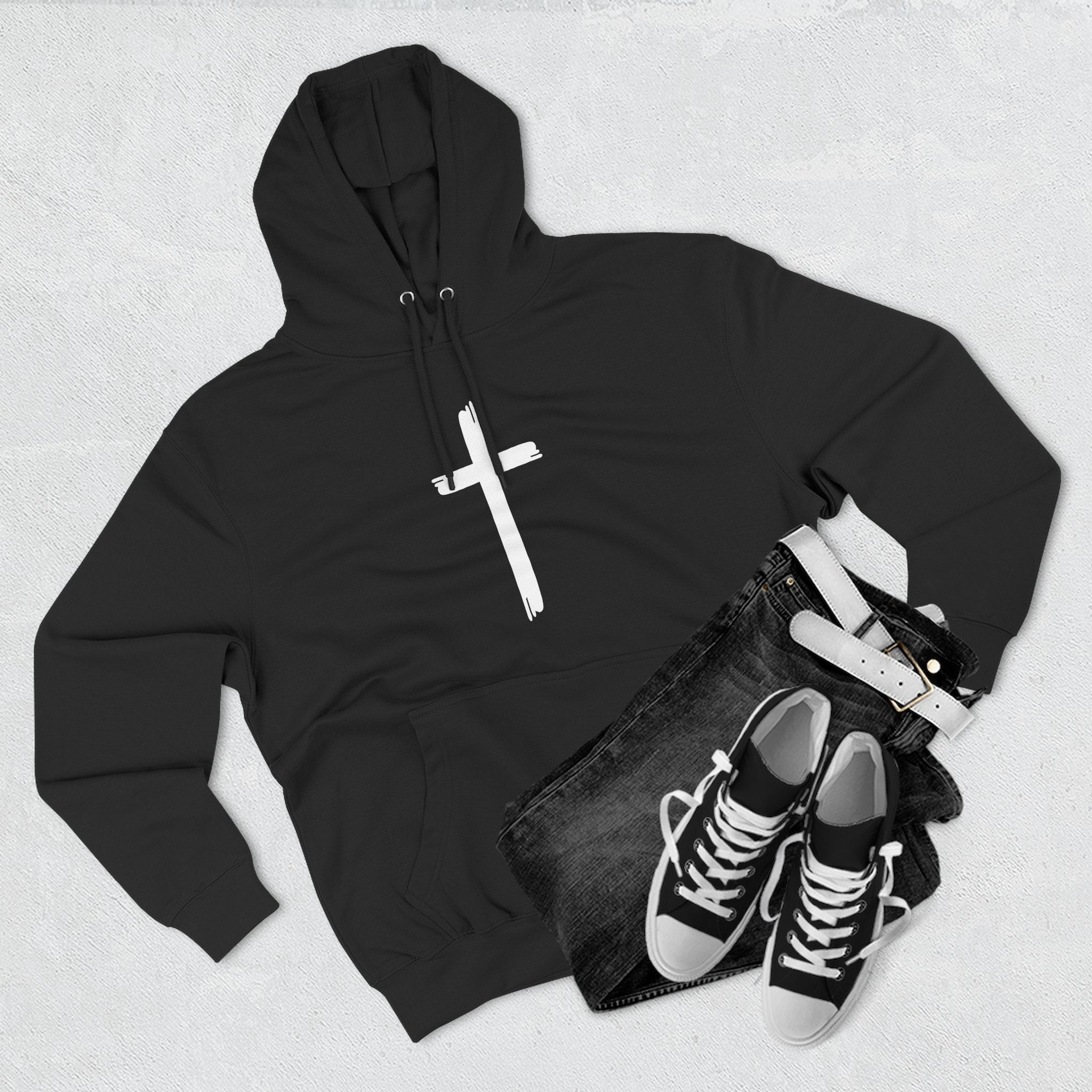 Faith-Inspired Fleece Hoodie, Comfortable Hoodie, Spiritual Gift, Cross Design, Inspirational Fashion, Cozy & Stylish