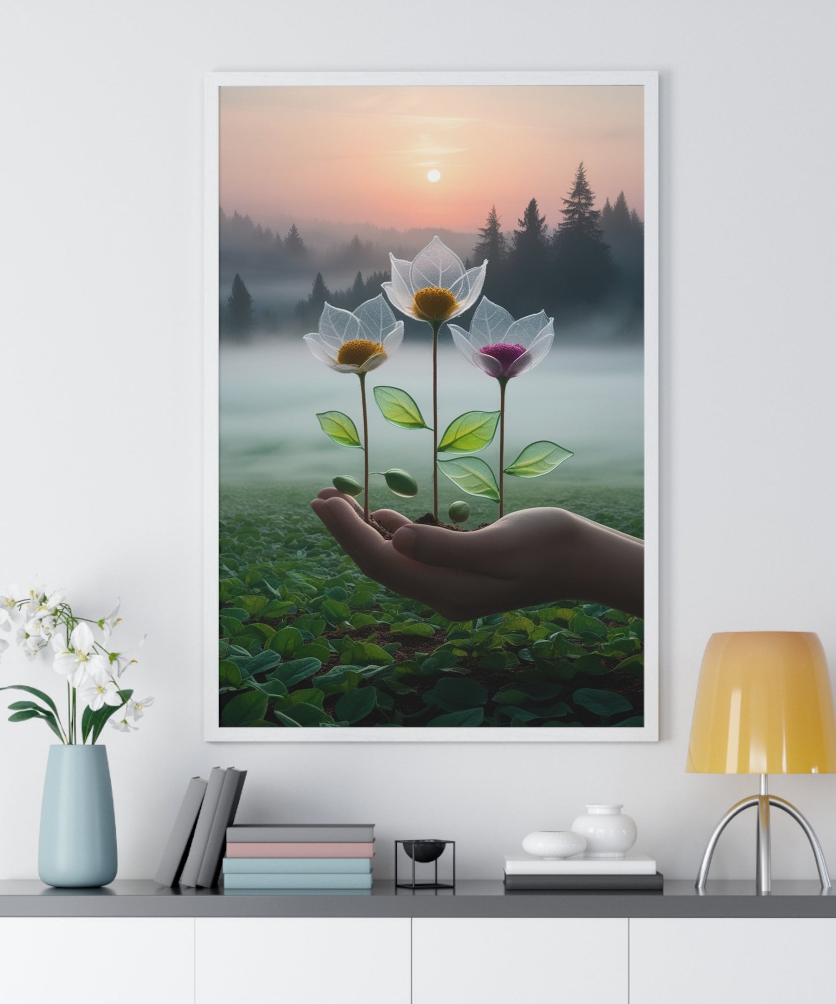 Nature Botanical Vertical Framed Poster, Serene Floral Wall Art, Inspirational Home Decor, Botanical Print, Gift for Garden Lovers - Gallory Hive