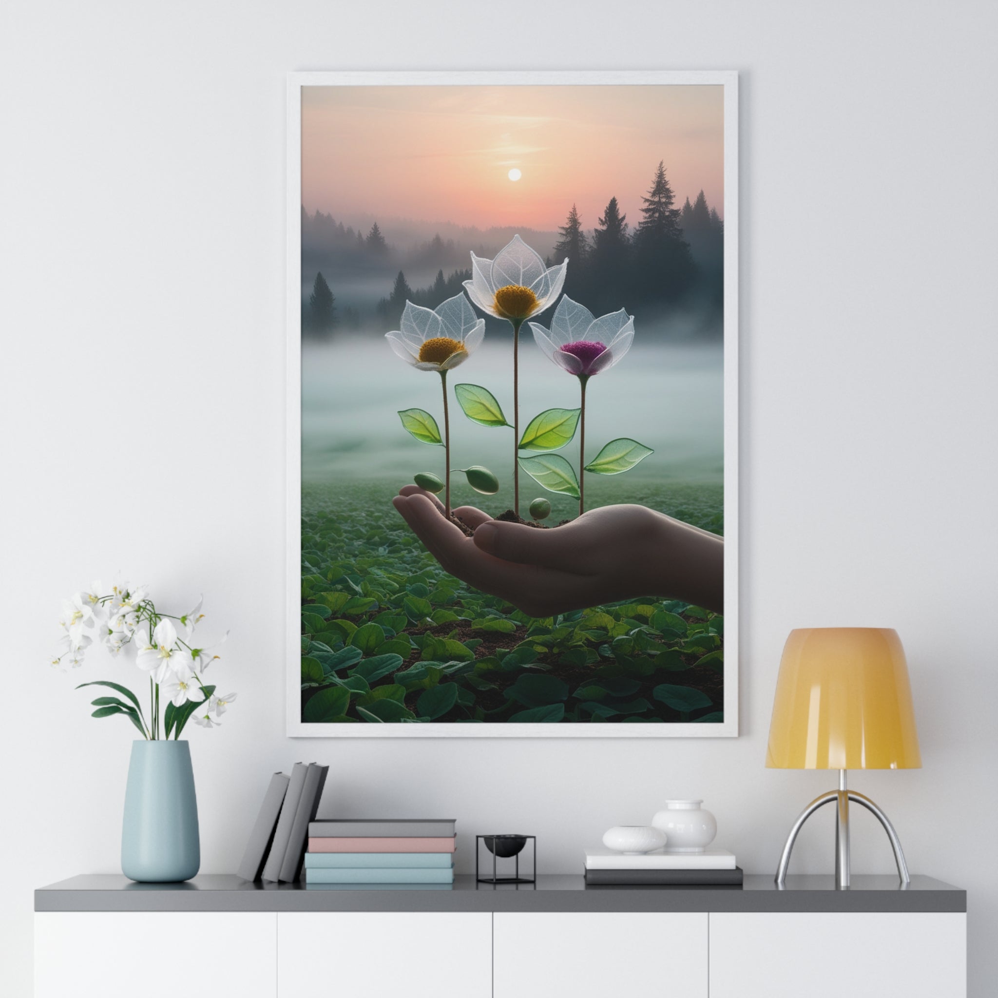 Nature Botanical Vertical Framed Poster, Serene Floral Wall Art, Inspirational Home Decor, Botanical Print, Gift for Garden Lovers