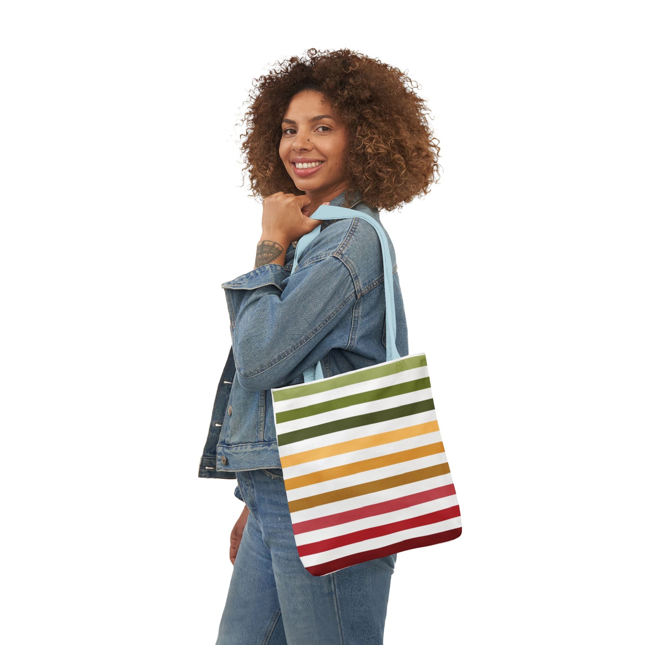Multicolor Horizontal Lines Canvas Tote