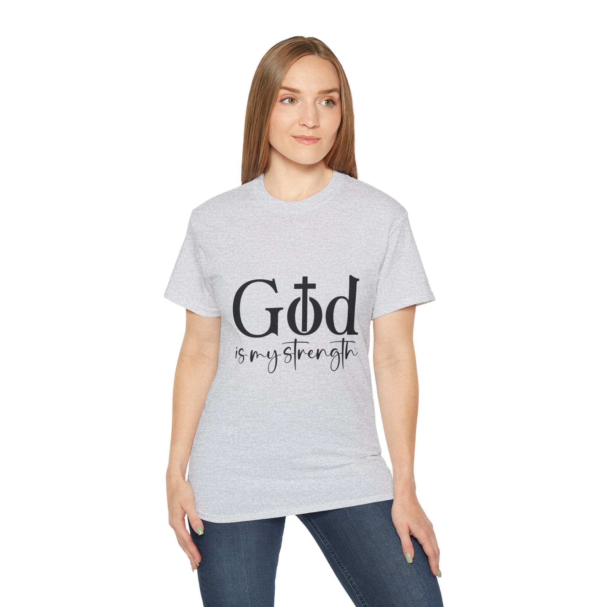 Unisex God is My Strength Tee - Inspirational Casual Wear, Christian T-Shirt, Motivational Gift, Faith-Based Apparel, Everyday Comfort - Gallory Hive