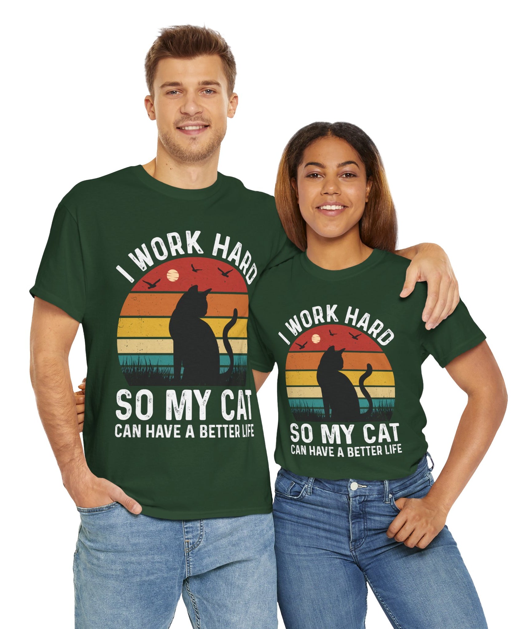 Retro Cat Lover Tee - Work Hard for My Pet