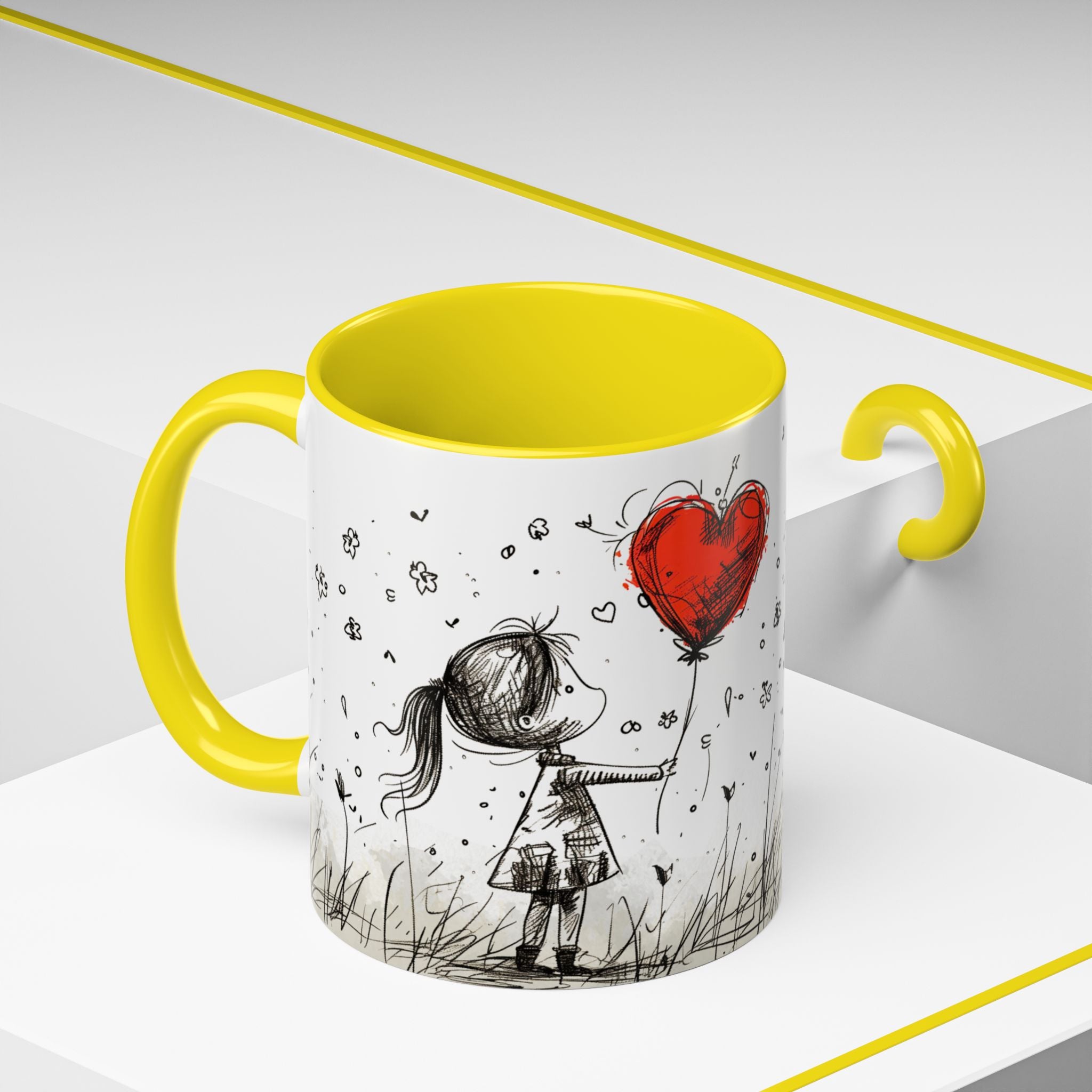 Love Heart Sketch Ceramic Coffee Mug | Gallory Hive