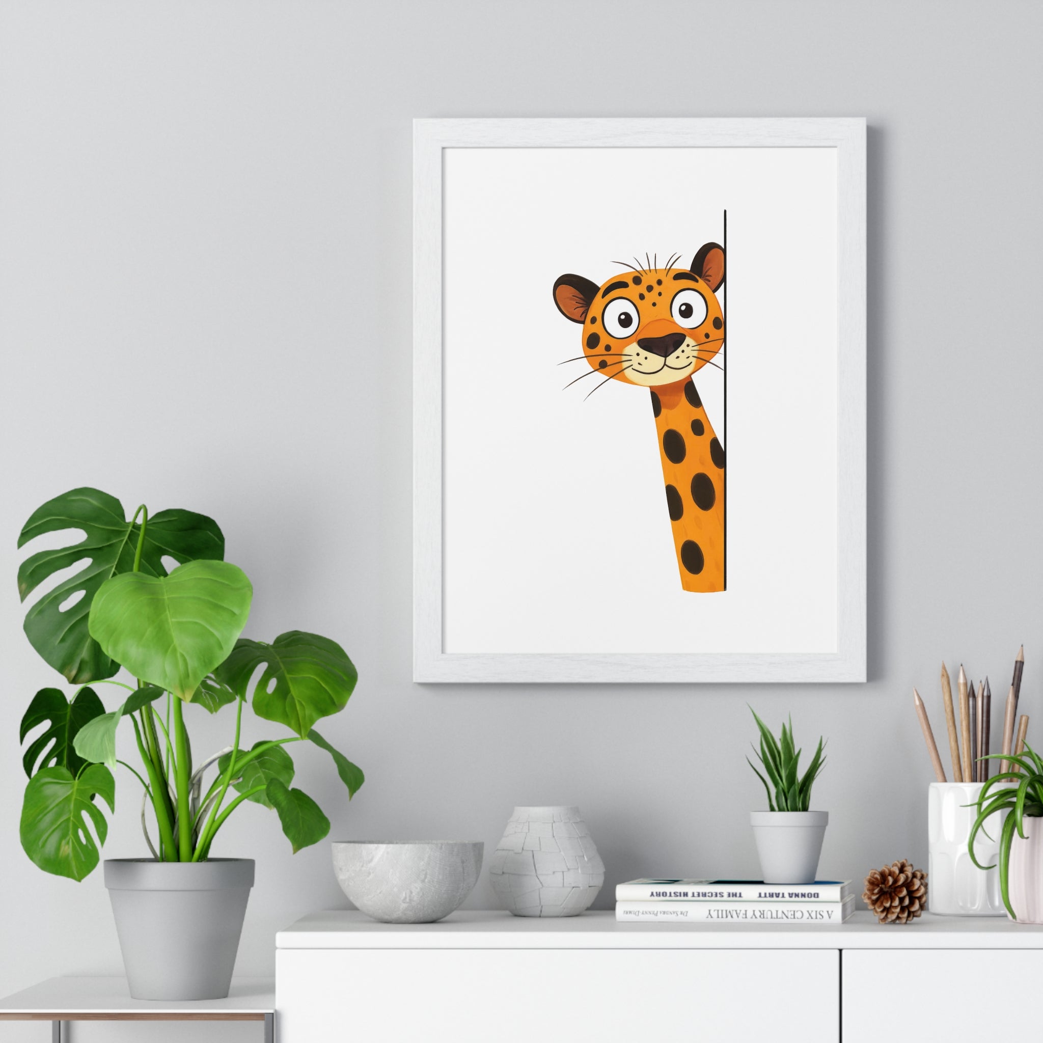 Whimsical Leopard Wooden Frame Wall Décor