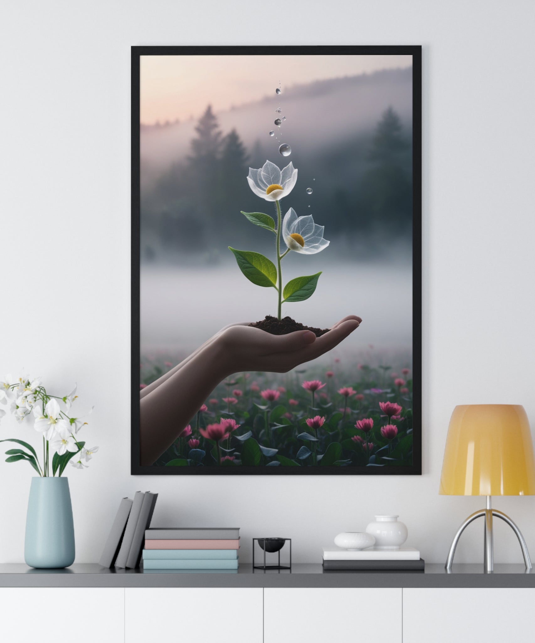 Vertical Framed Poster - Floral Growth Inspirational Wall Art, Botanical Decor, Nature Lovers Gift, Modern Aesthetic, Home Office Decoration - Gallory Hive