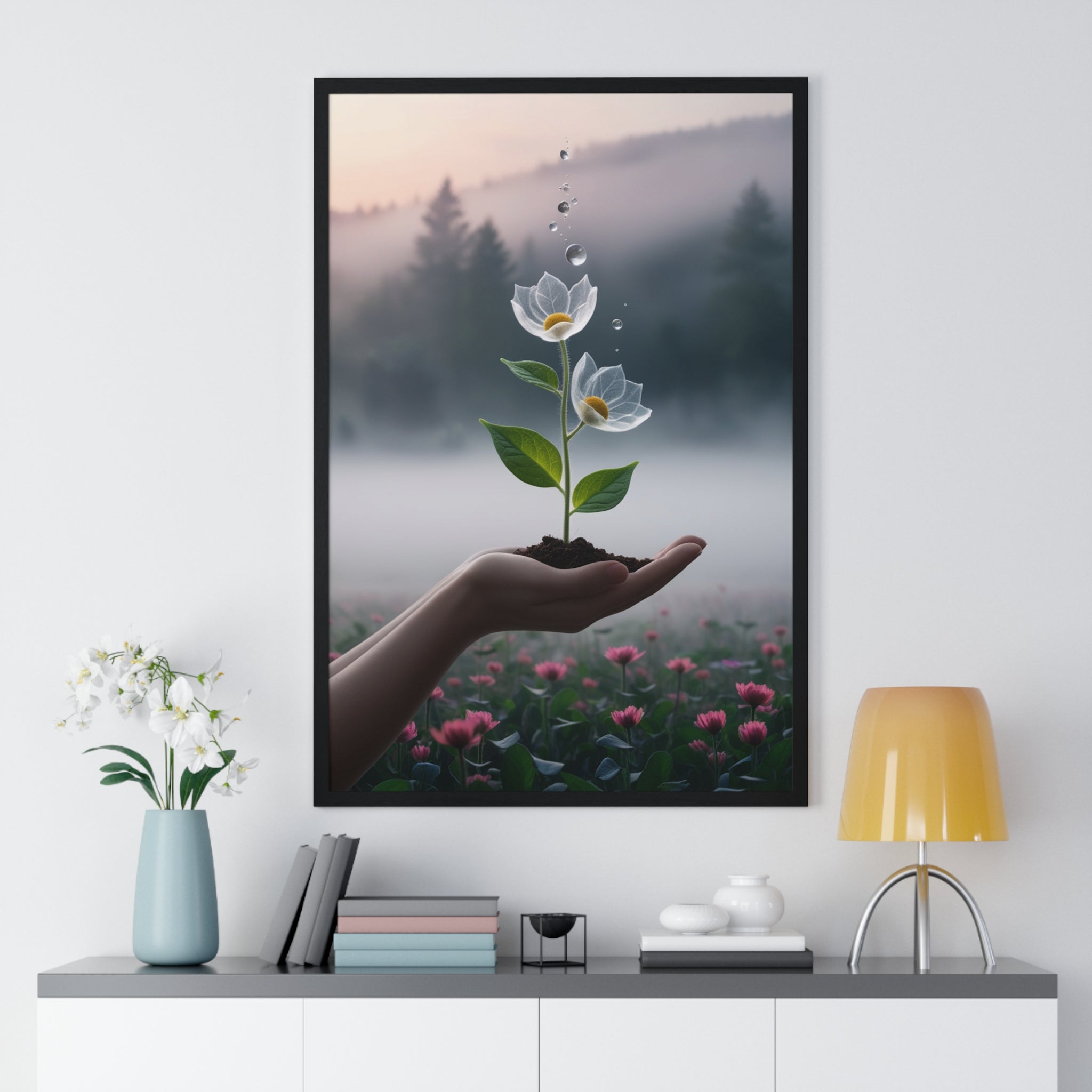 Vertical Framed Poster - Floral Growth Inspirational Wall Art, Botanical Decor, Nature Lovers Gift, Modern Aesthetic, Home Office Decoration - Gallory Hive
