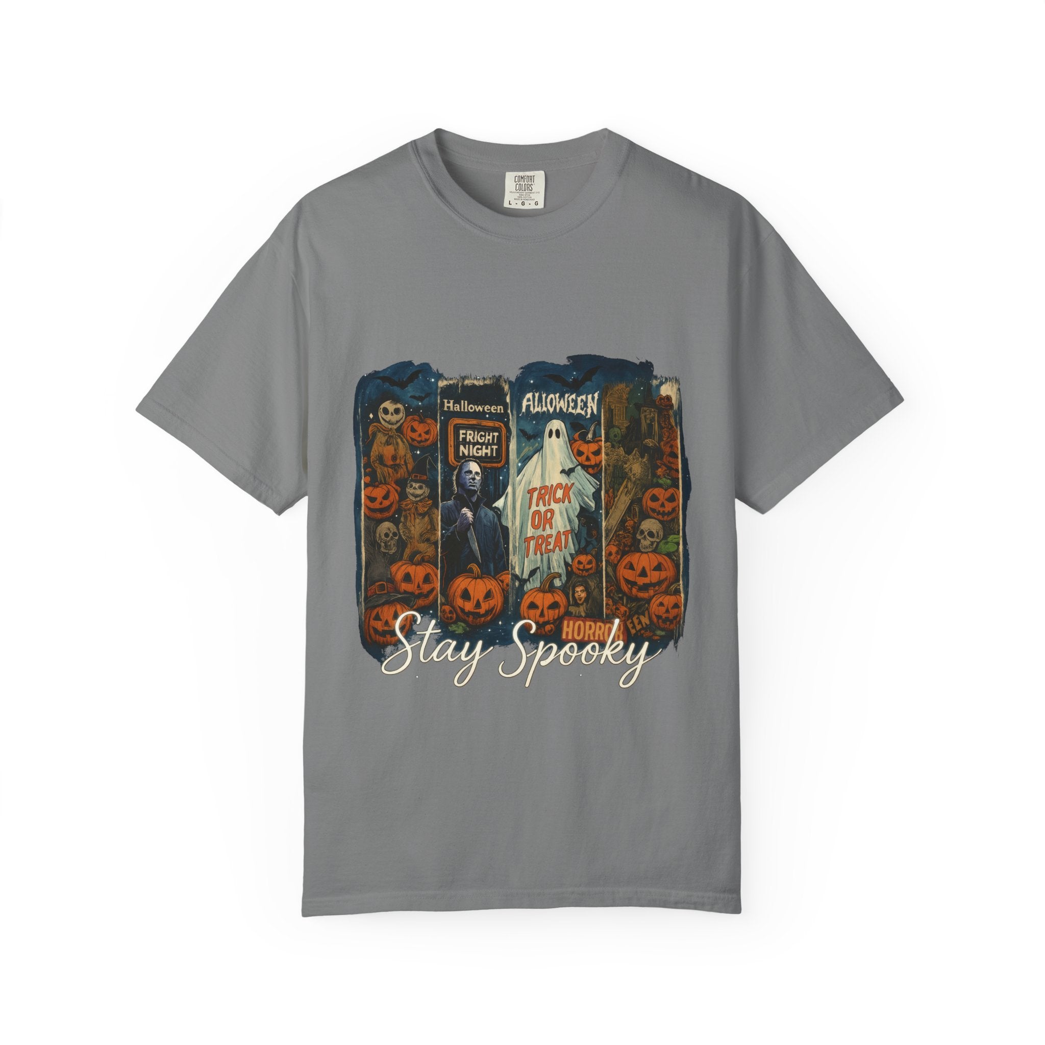 Stay Spooky Halloween Horror T-Shirt – Retro Slasher, Ghost, Pumpkins & Fright Night Design