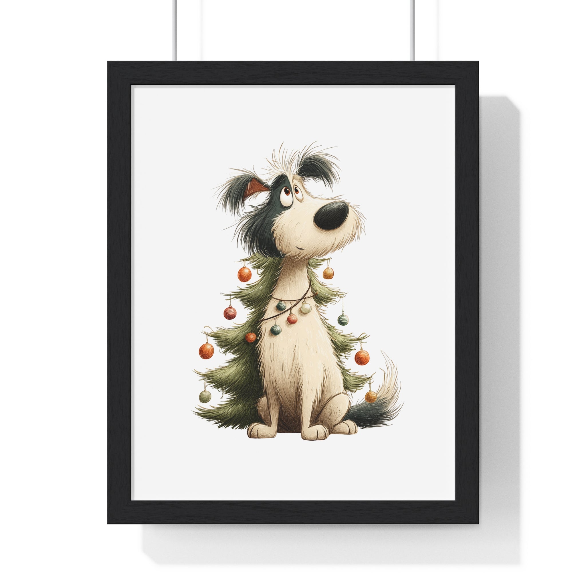 Christmas Dog in Tree Costume – Framed Wooden Wall Art - Gallory Hive