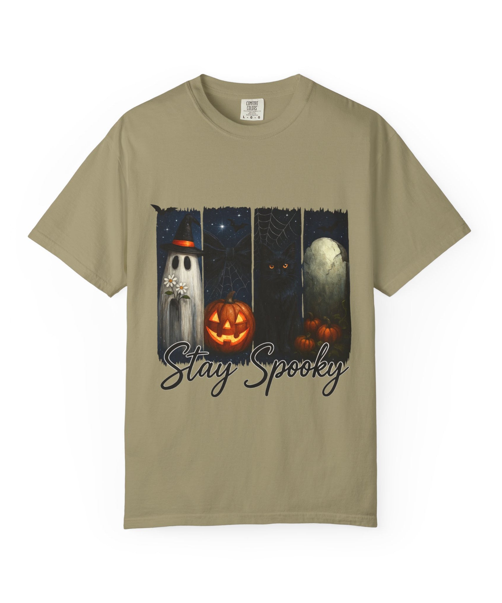Stay Spooky Halloween T-Shirt – Cute Ghost, Black Cat, Pumpkin & Graveyard Design - Gallory Hive