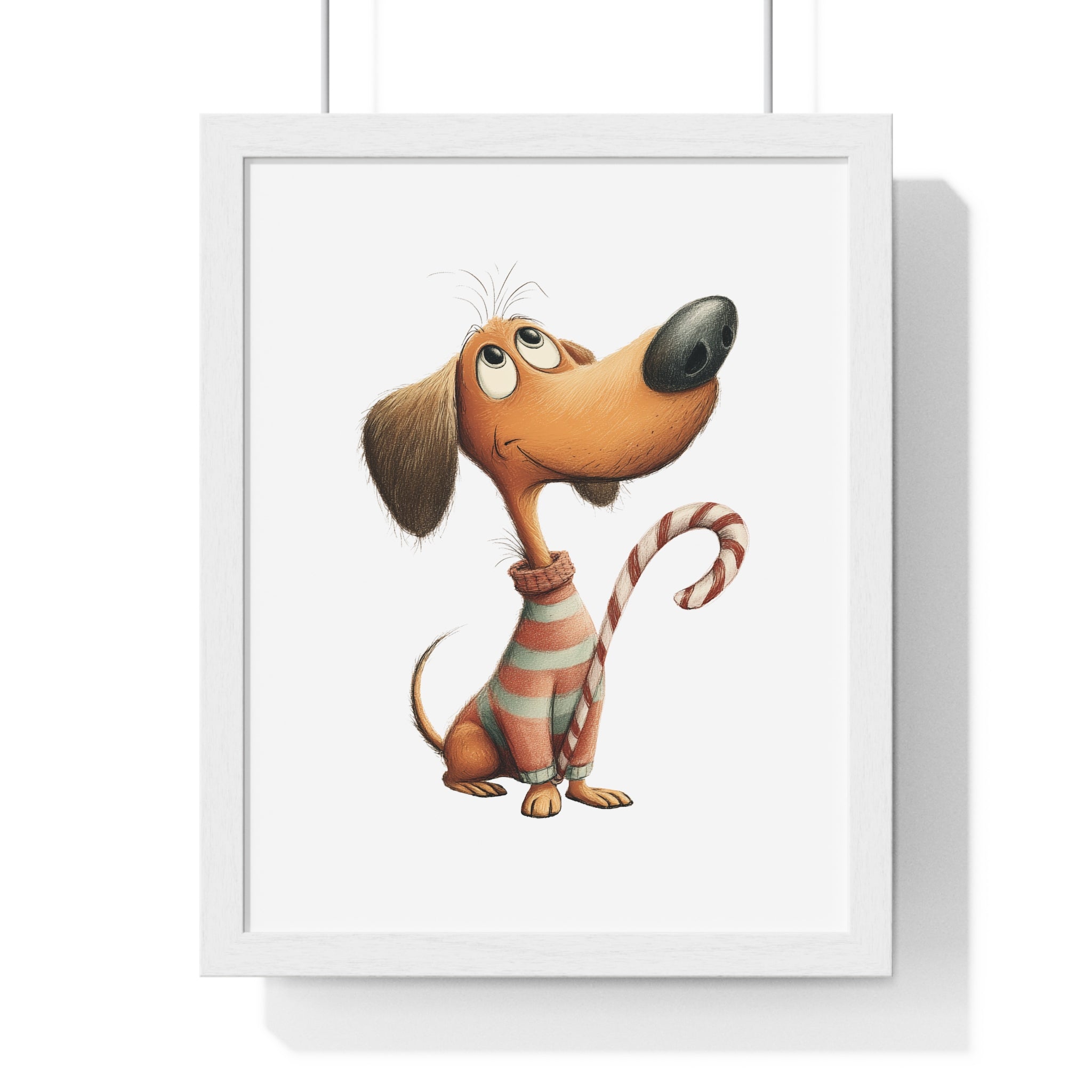 Wood Framed Candy Cane Dachshund Wall Art | Gallory Hive