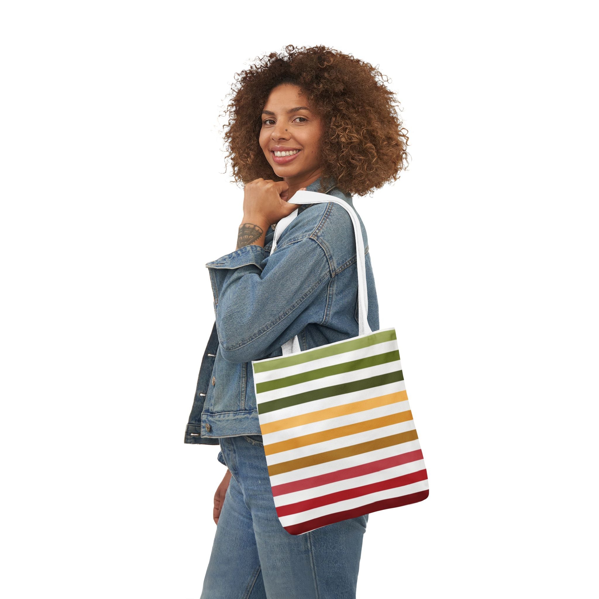 Multicolor Horizontal Lines Canvas Tote