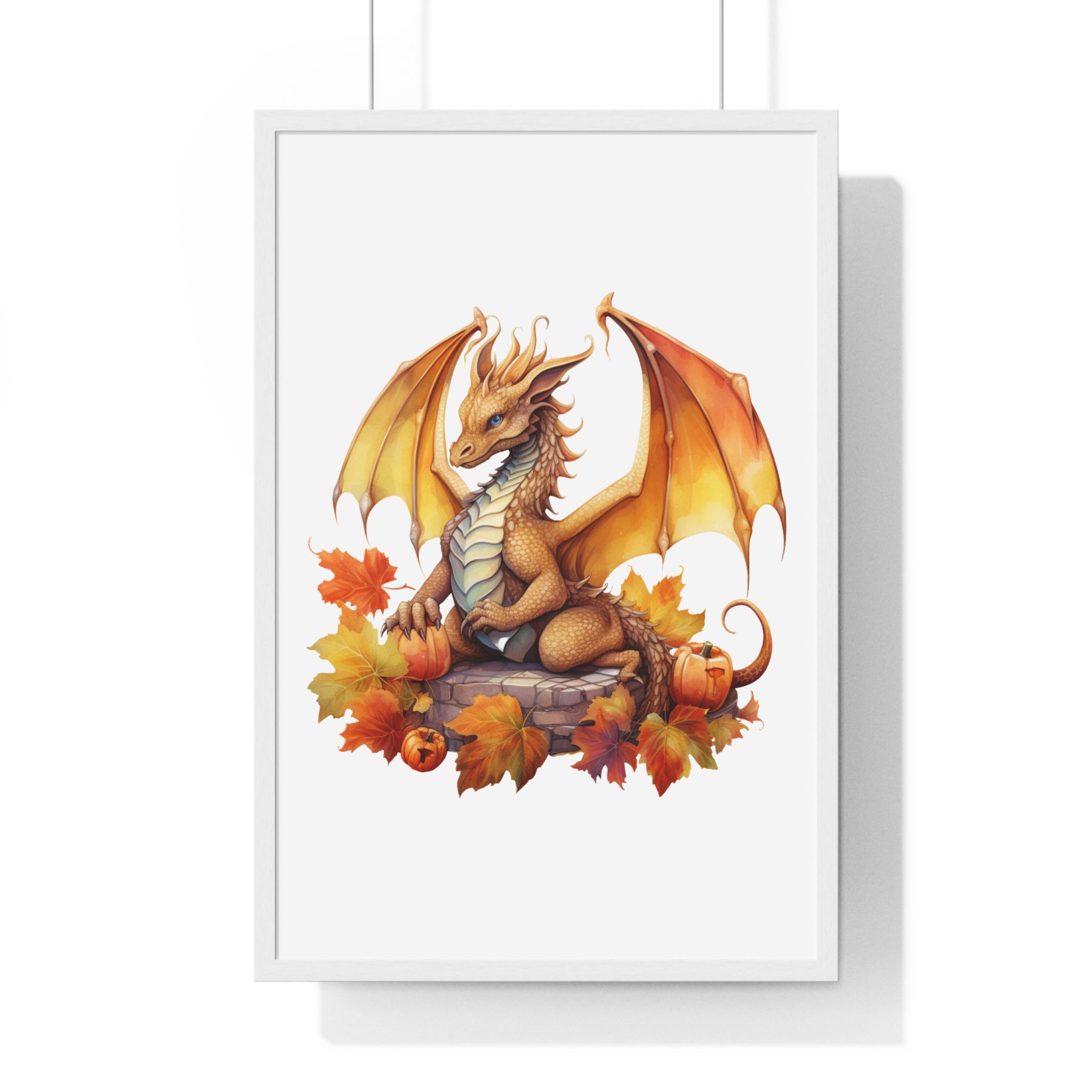 Autumn Dragon Wall Art – Fantasy Fall Decor with Pumpkins