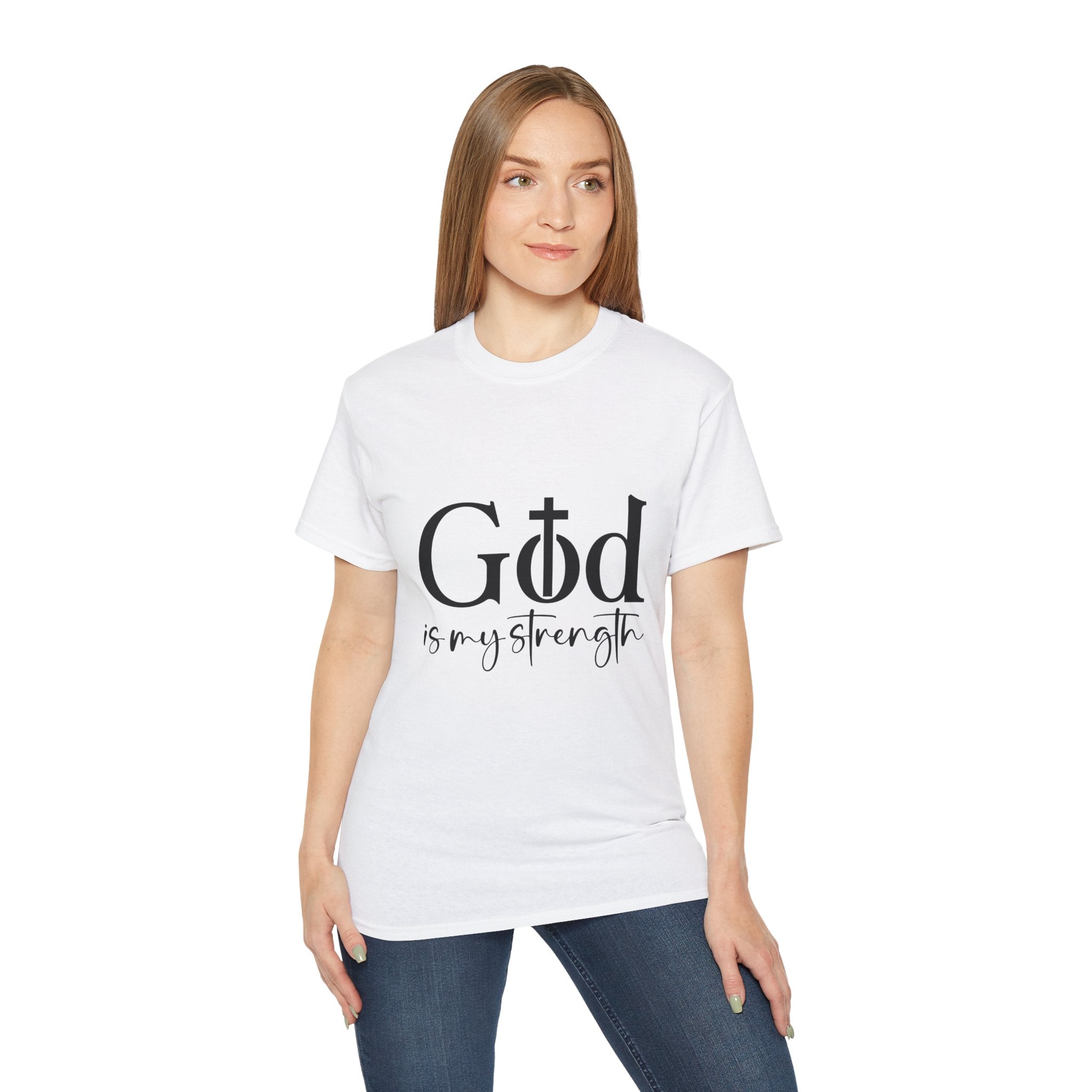 Unisex God is My Strength Tee - Inspirational Casual Wear, Christian T-Shirt, Motivational Gift, Faith-Based Apparel, Everyday Comfort