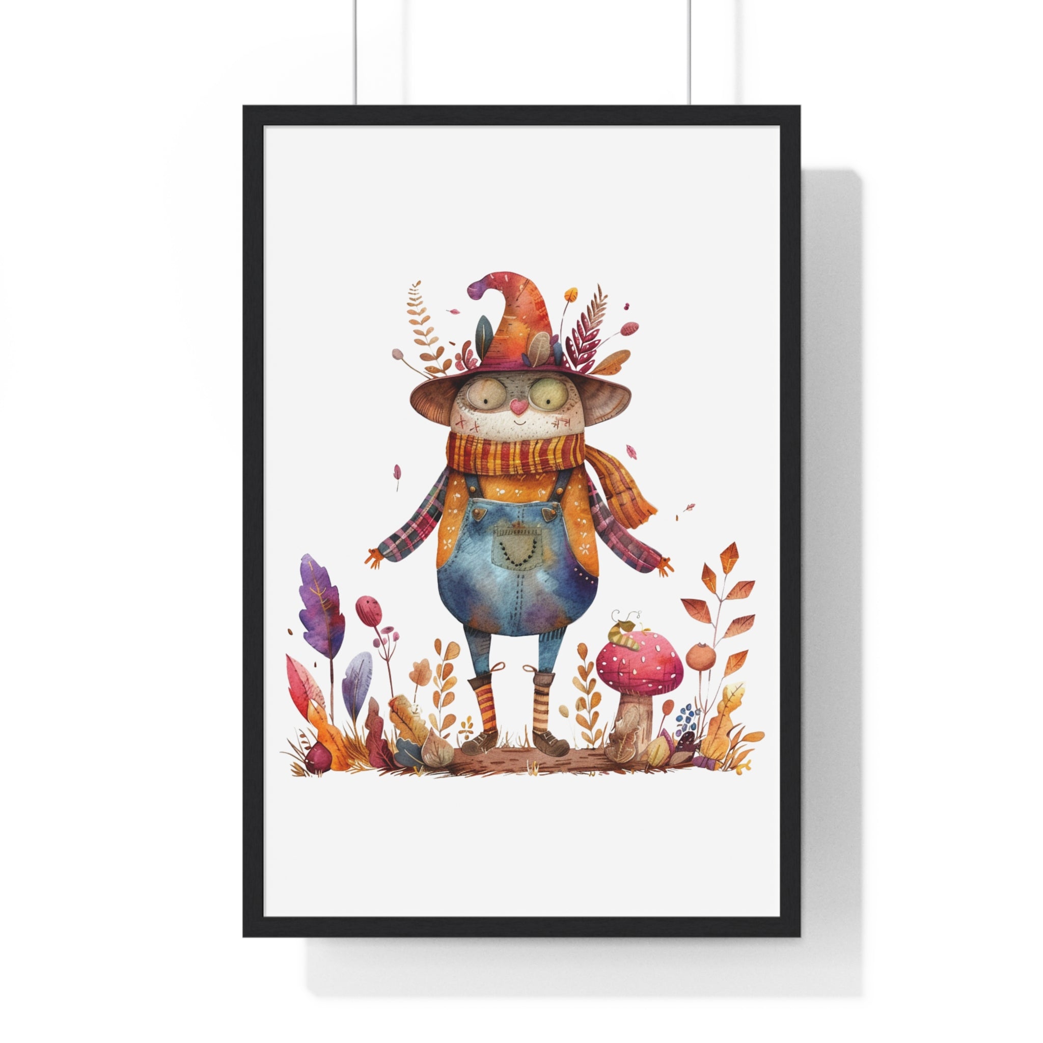Whimsical Autumn Witch Wooden Framed Wall Art