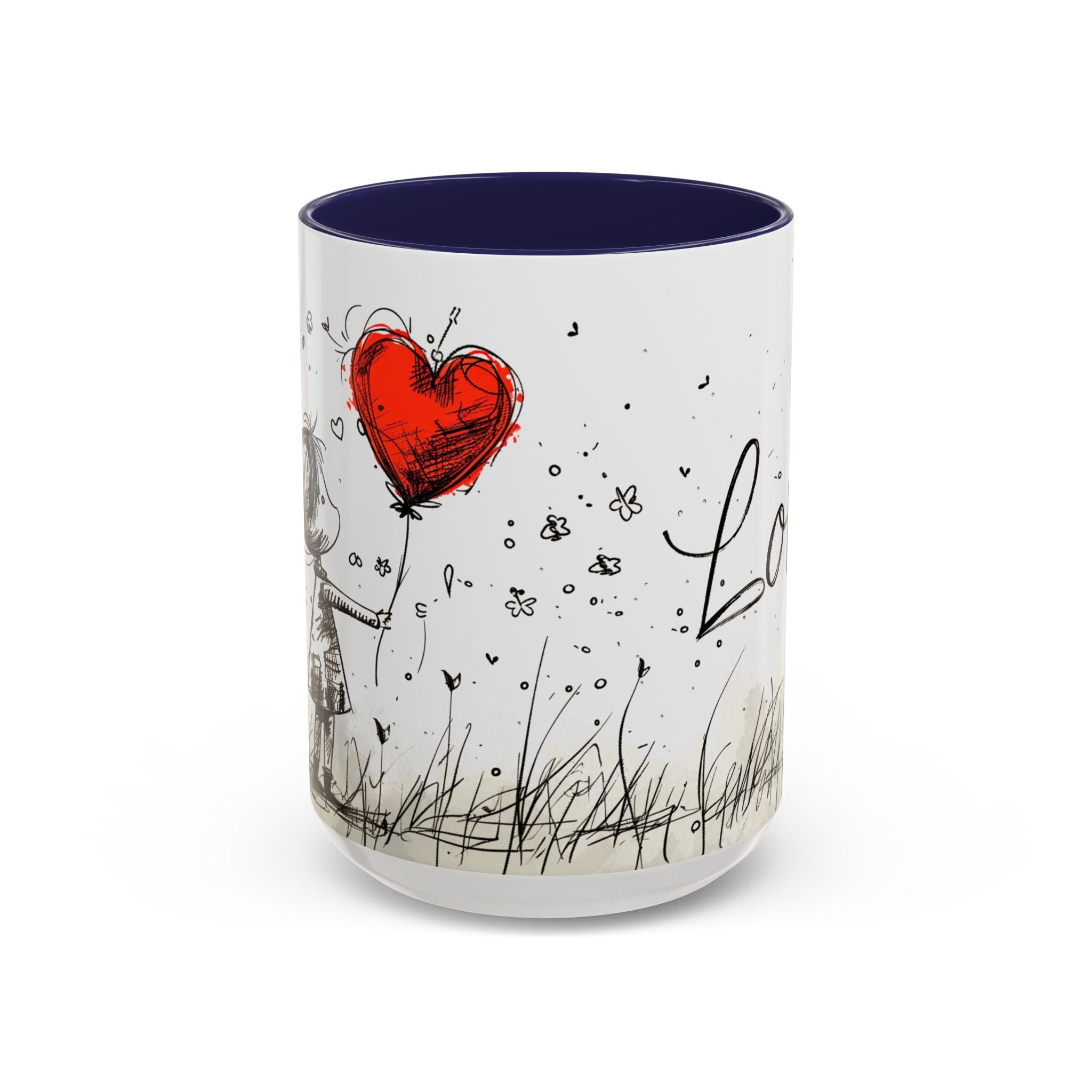 Love Heart Sketch Ceramic Coffee Mug | Gallory Hive