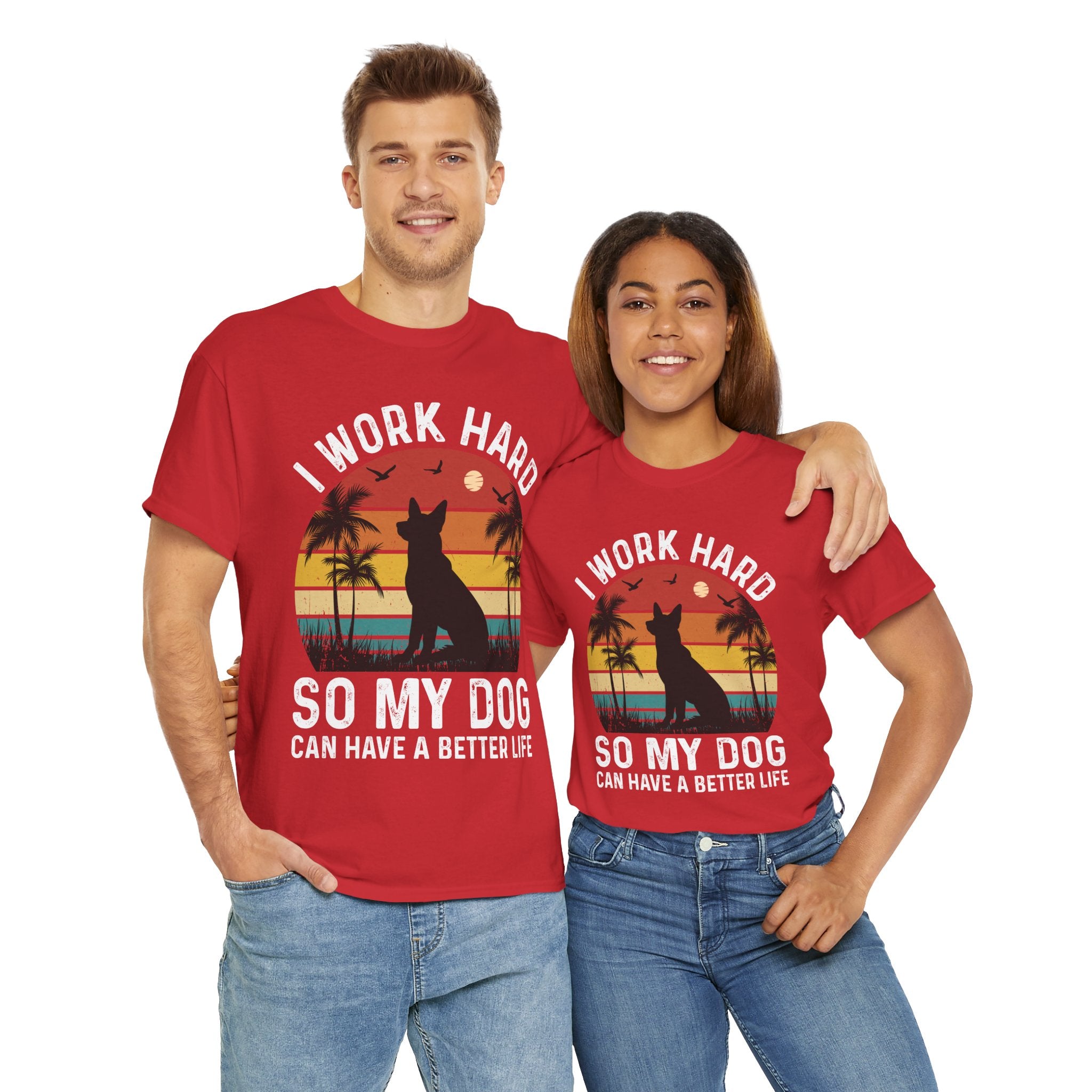 Retro Dog Lover Tee - Work Hard for My Pet