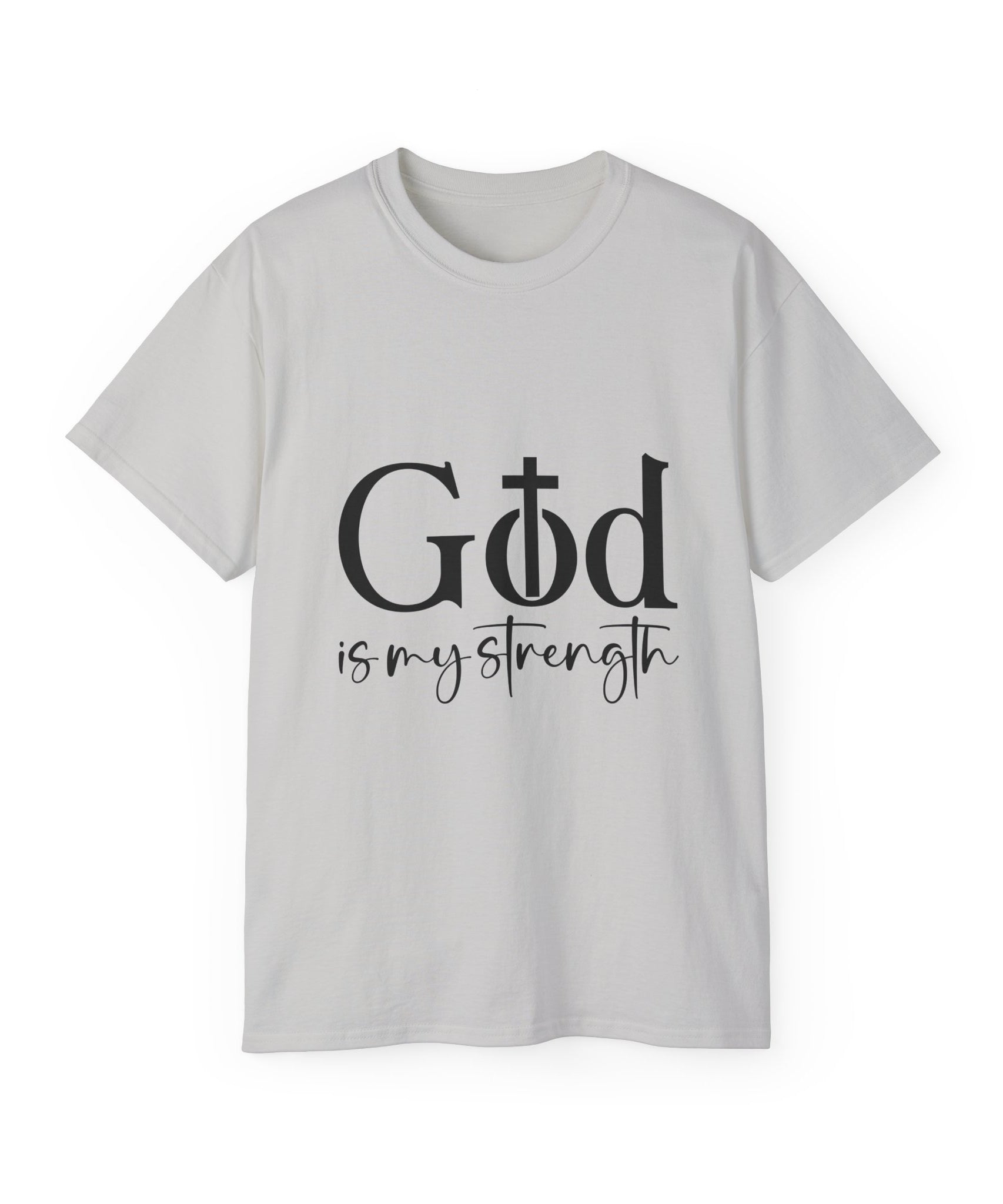 Unisex God is My Strength Tee - Inspirational Casual Wear, Christian T-Shirt, Motivational Gift, Faith-Based Apparel, Everyday Comfort - Gallory Hive